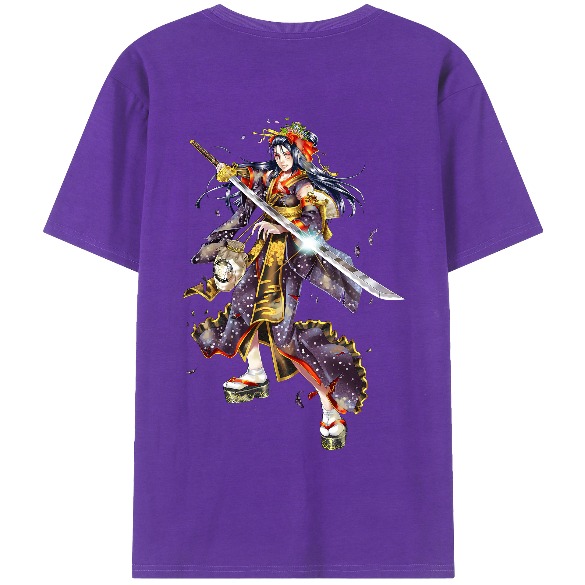 （画像用） 刀剣乱舞 Touken Ranbu 綿100％ メンズ半袖Tシャツ（バックプリント） 通気性