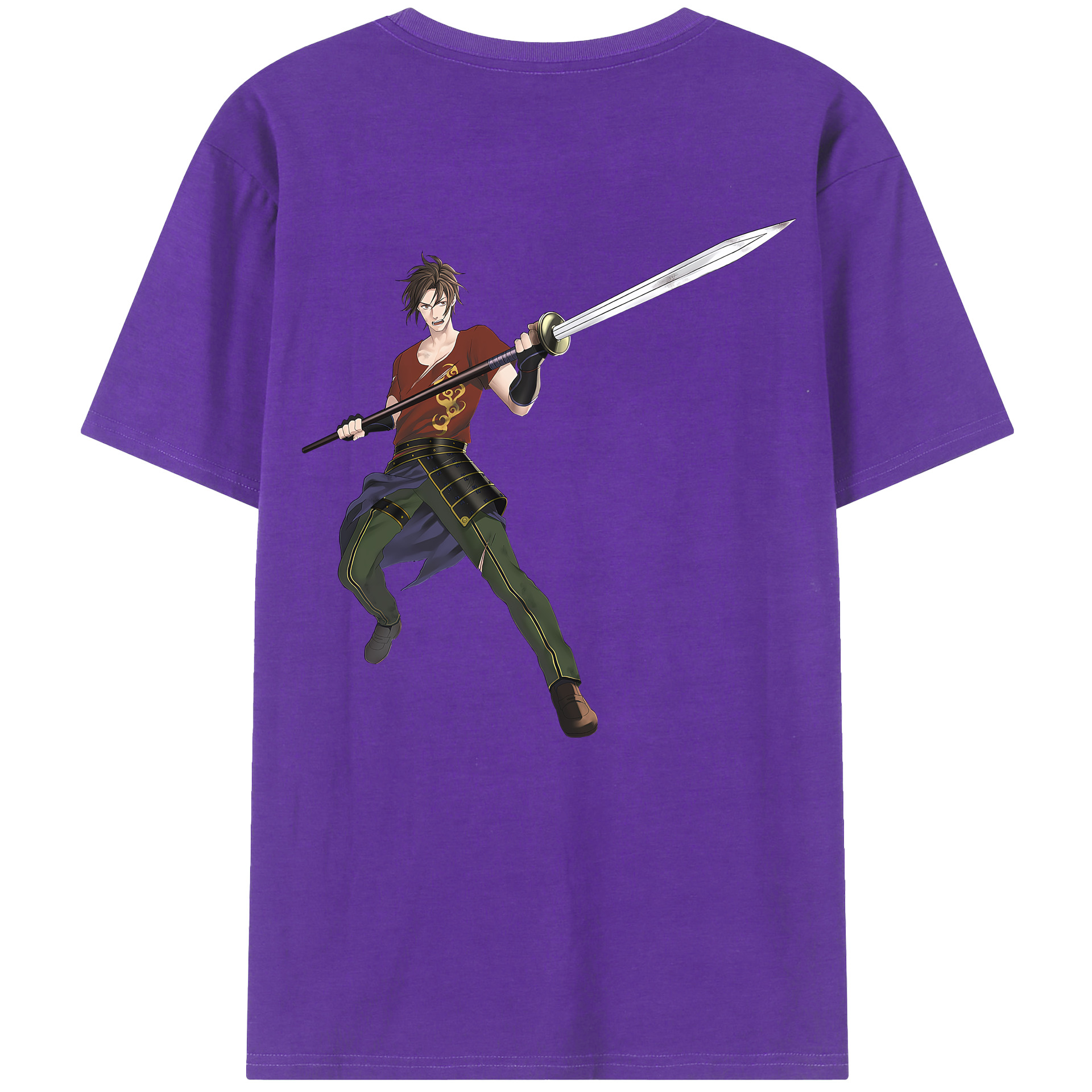 （画像用） 刀剣乱舞 Touken Ranbu 綿100％ メンズ半袖Tシャツ（バックプリント） 通気性