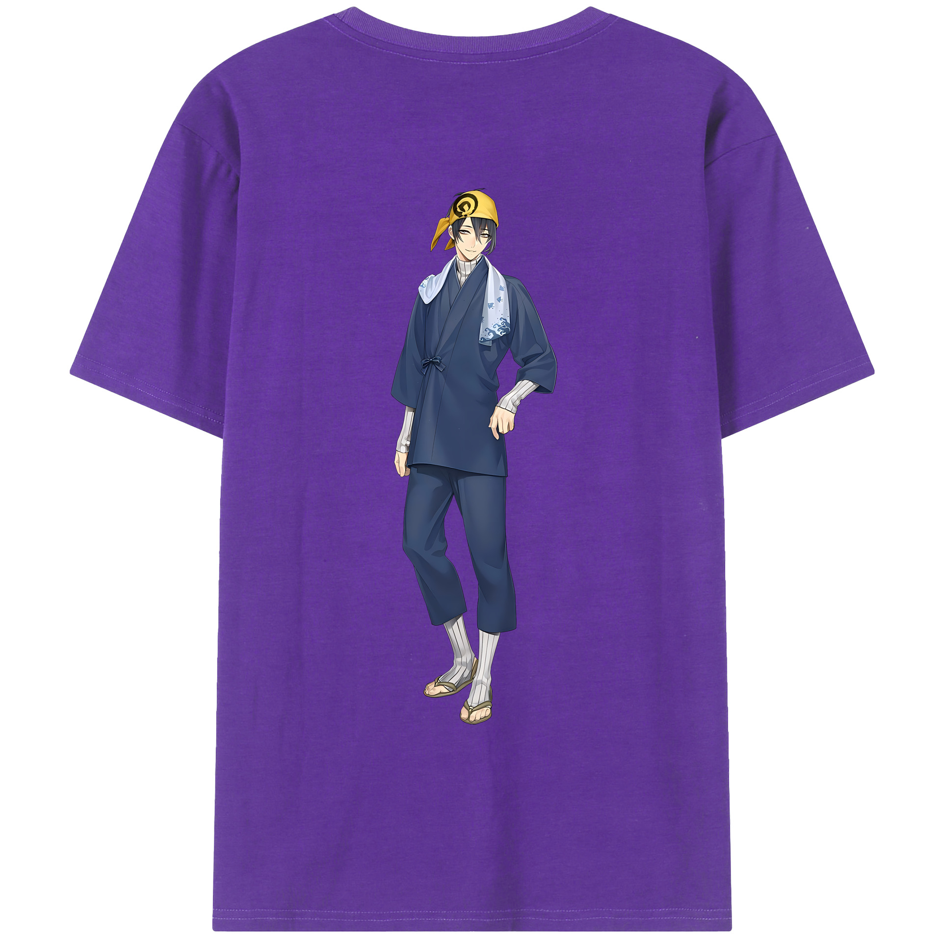 （画像用） 刀剣乱舞 Touken Ranbu 綿100％ メンズ半袖Tシャツ（バックプリント） 通気性