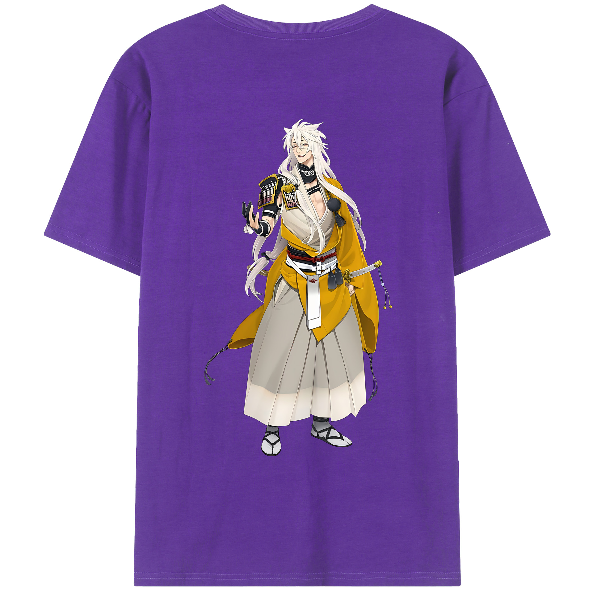 （画像用） 刀剣乱舞 Touken Ranbu 綿100％ メンズ半袖Tシャツ（バックプリント） 通気性