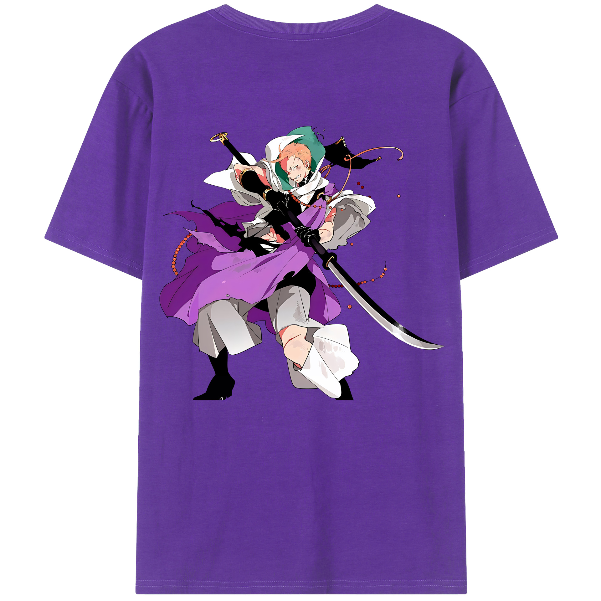 （画像用） 刀剣乱舞 Touken Ranbu 綿100％ メンズ半袖Tシャツ（バックプリント） 通気性