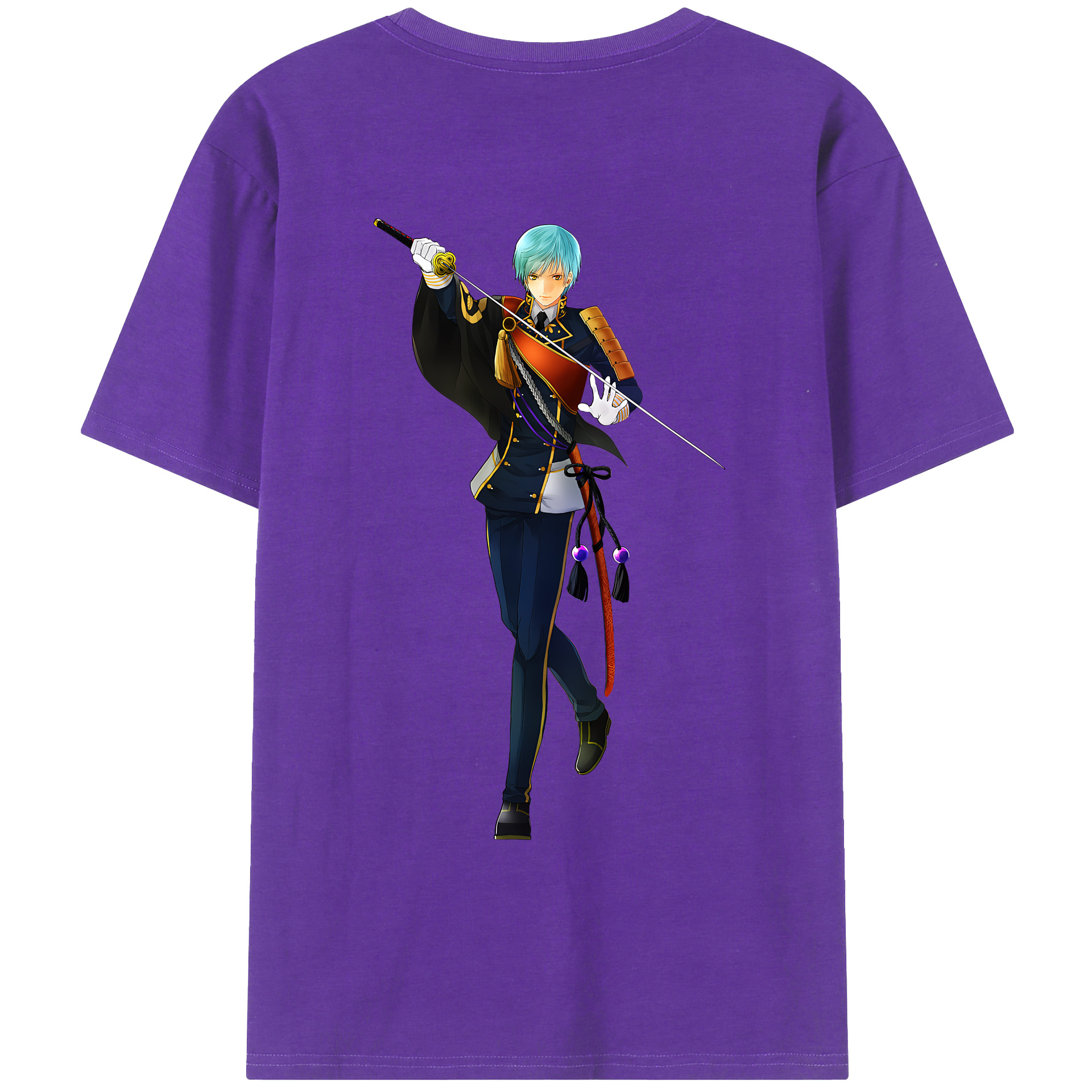 （画像用） 刀剣乱舞 Touken Ranbu 綿100％ メンズ半袖Tシャツ（バックプリント） 通気性