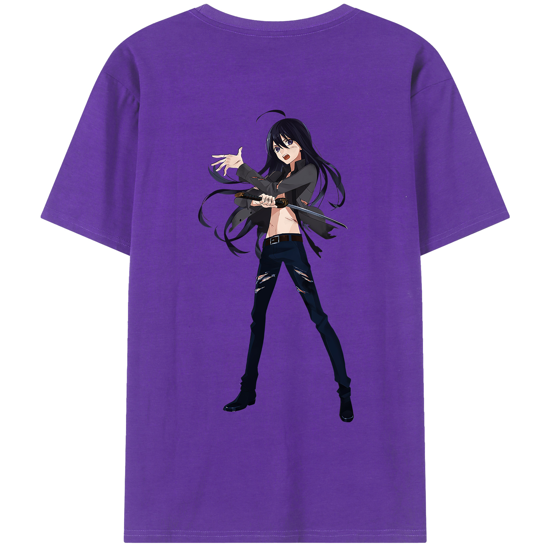 （画像用） 刀剣乱舞 Touken Ranbu 綿100％ メンズ半袖Tシャツ（バックプリント） 通気性