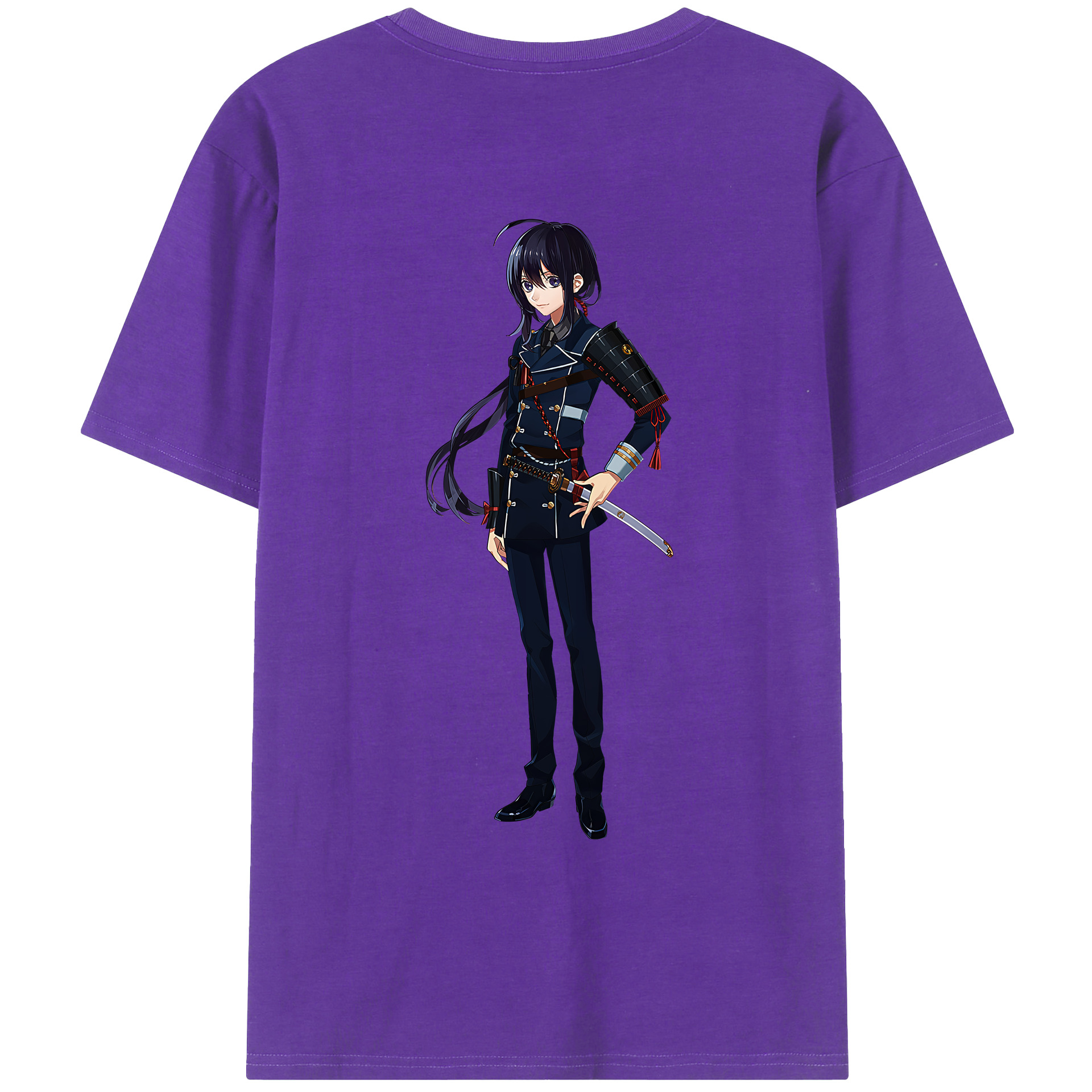 （画像用） 刀剣乱舞 Touken Ranbu 綿100％ メンズ半袖Tシャツ（バックプリント） 通気性