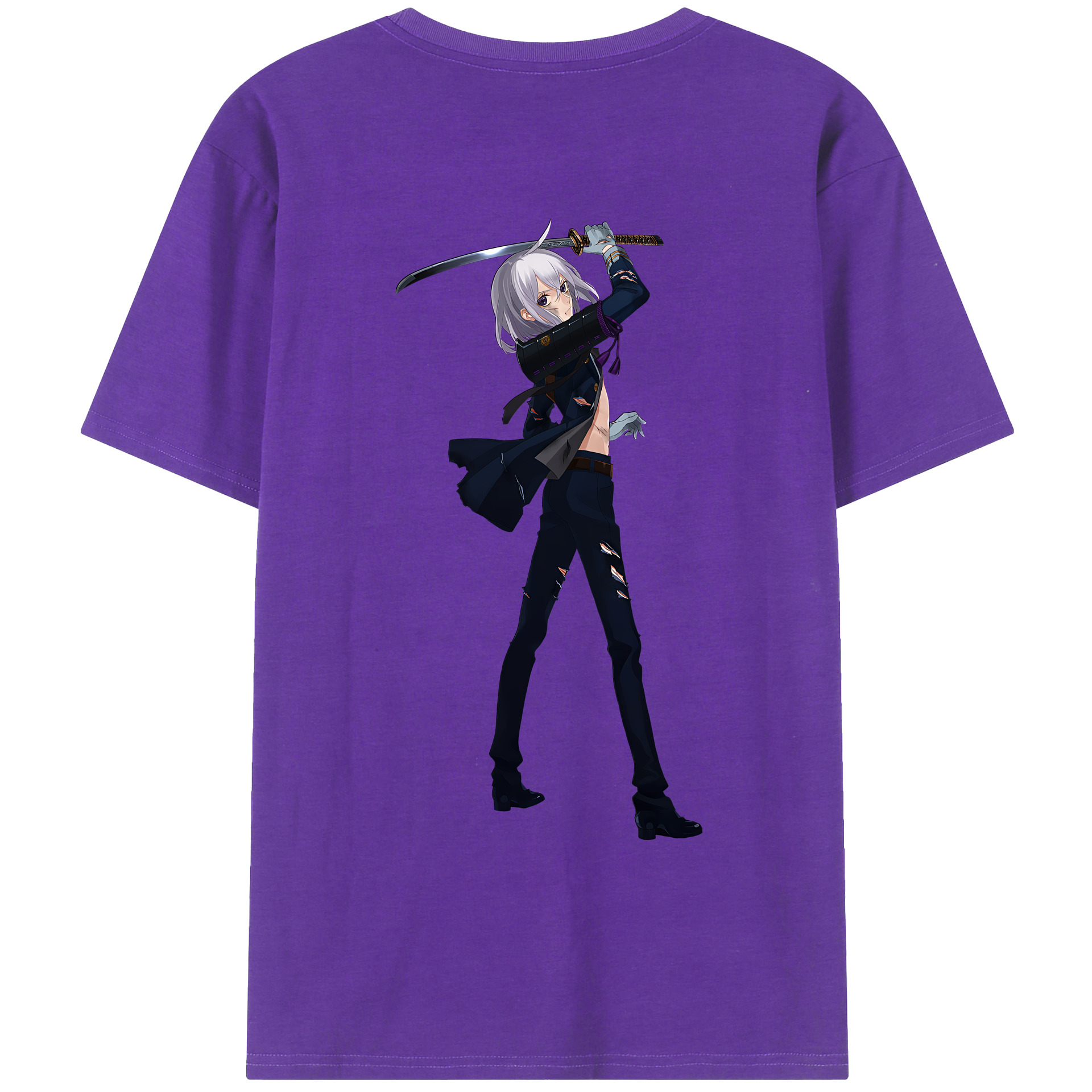 （画像用） 刀剣乱舞 Touken Ranbu 綿100％ メンズ半袖Tシャツ（バックプリント） 通気性