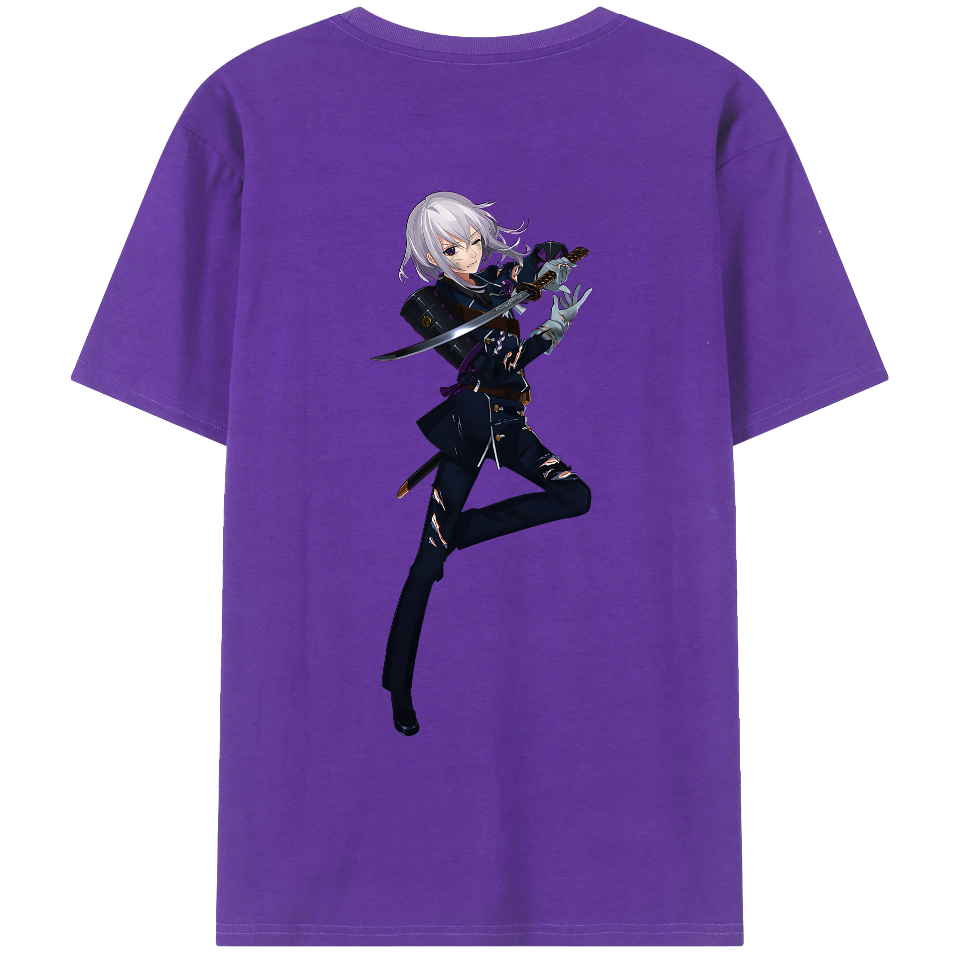 （画像用） 刀剣乱舞 Touken Ranbu 綿100％ メンズ半袖Tシャツ（バックプリント） 通気性