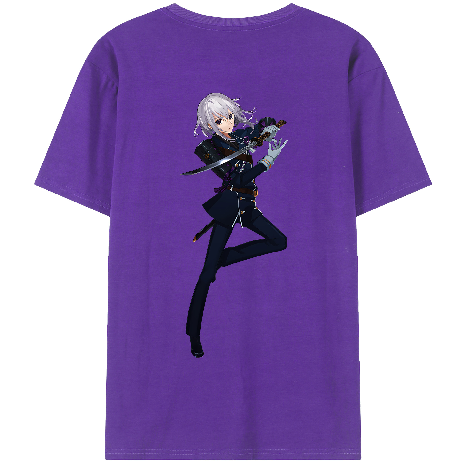 （画像用） 刀剣乱舞 Touken Ranbu 綿100％ メンズ半袖Tシャツ（バックプリント） 通気性