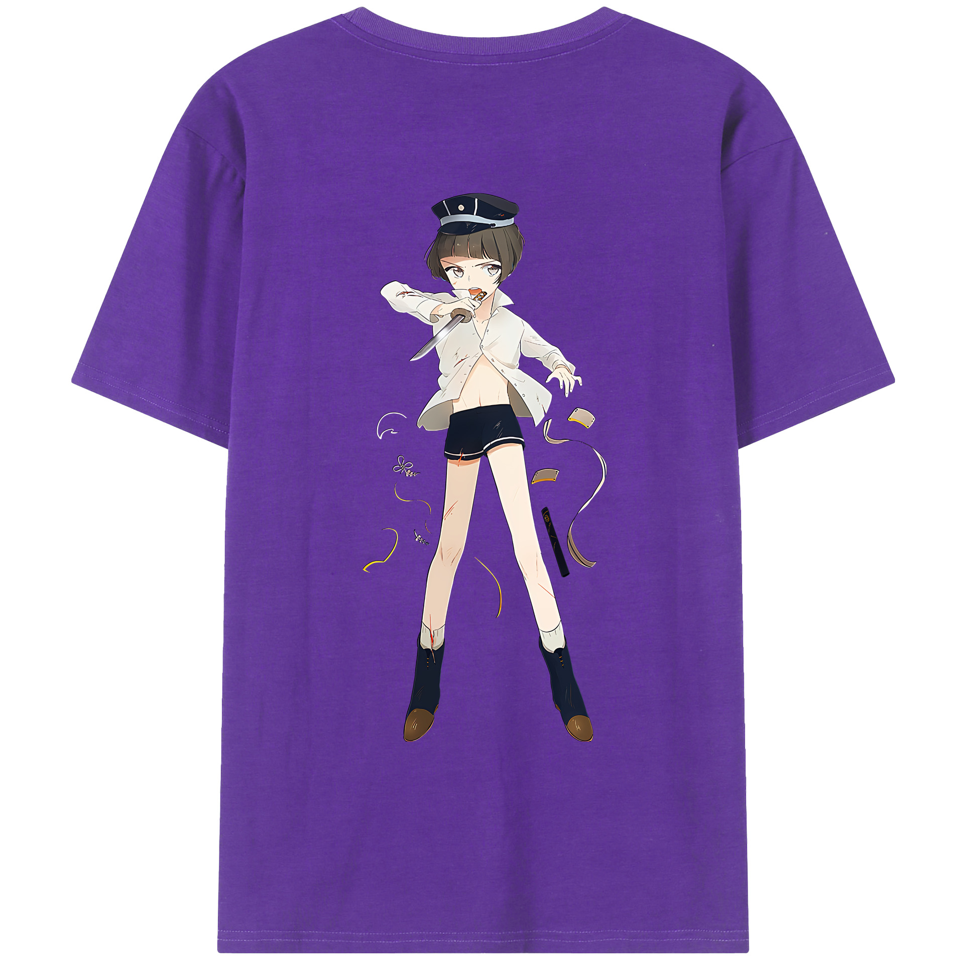 （画像用） 刀剣乱舞 Touken Ranbu 綿100％ メンズ半袖Tシャツ（バックプリント） 通気性