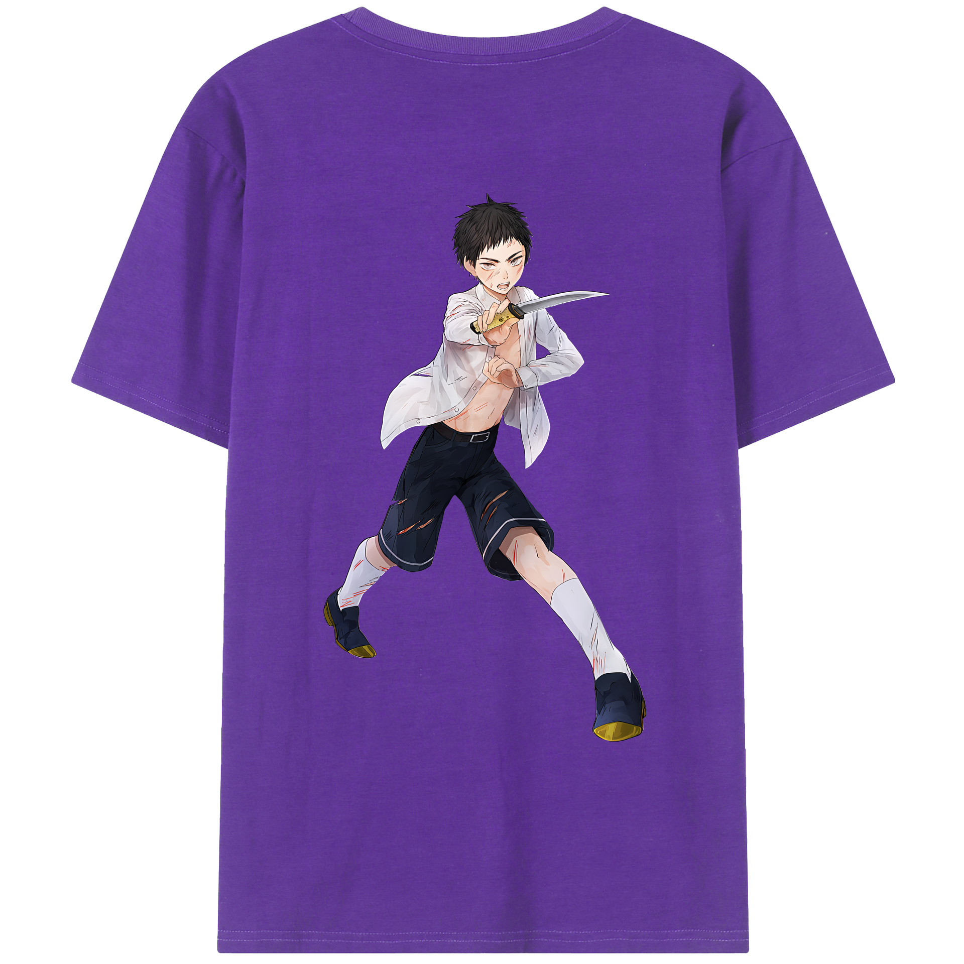 （画像用） 刀剣乱舞 Touken Ranbu 綿100％ メンズ半袖Tシャツ（バックプリント） 通気性