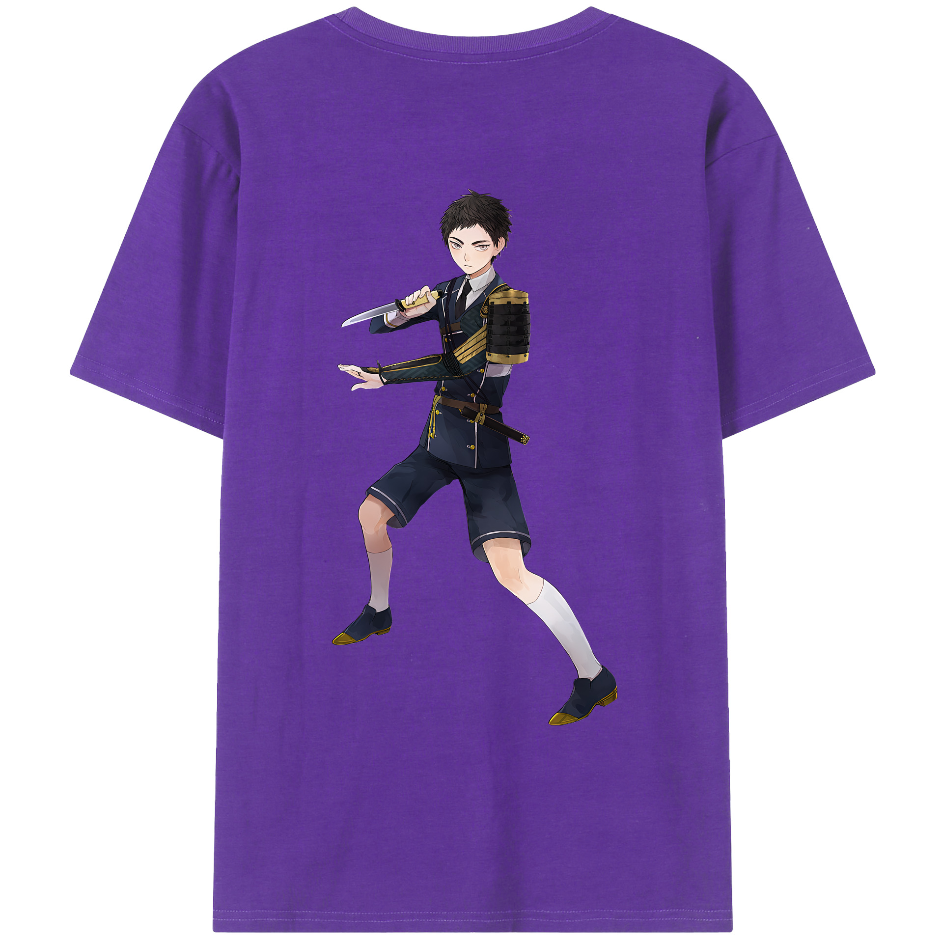 （画像用） 刀剣乱舞 Touken Ranbu 綿100％ メンズ半袖Tシャツ（バックプリント） 通気性