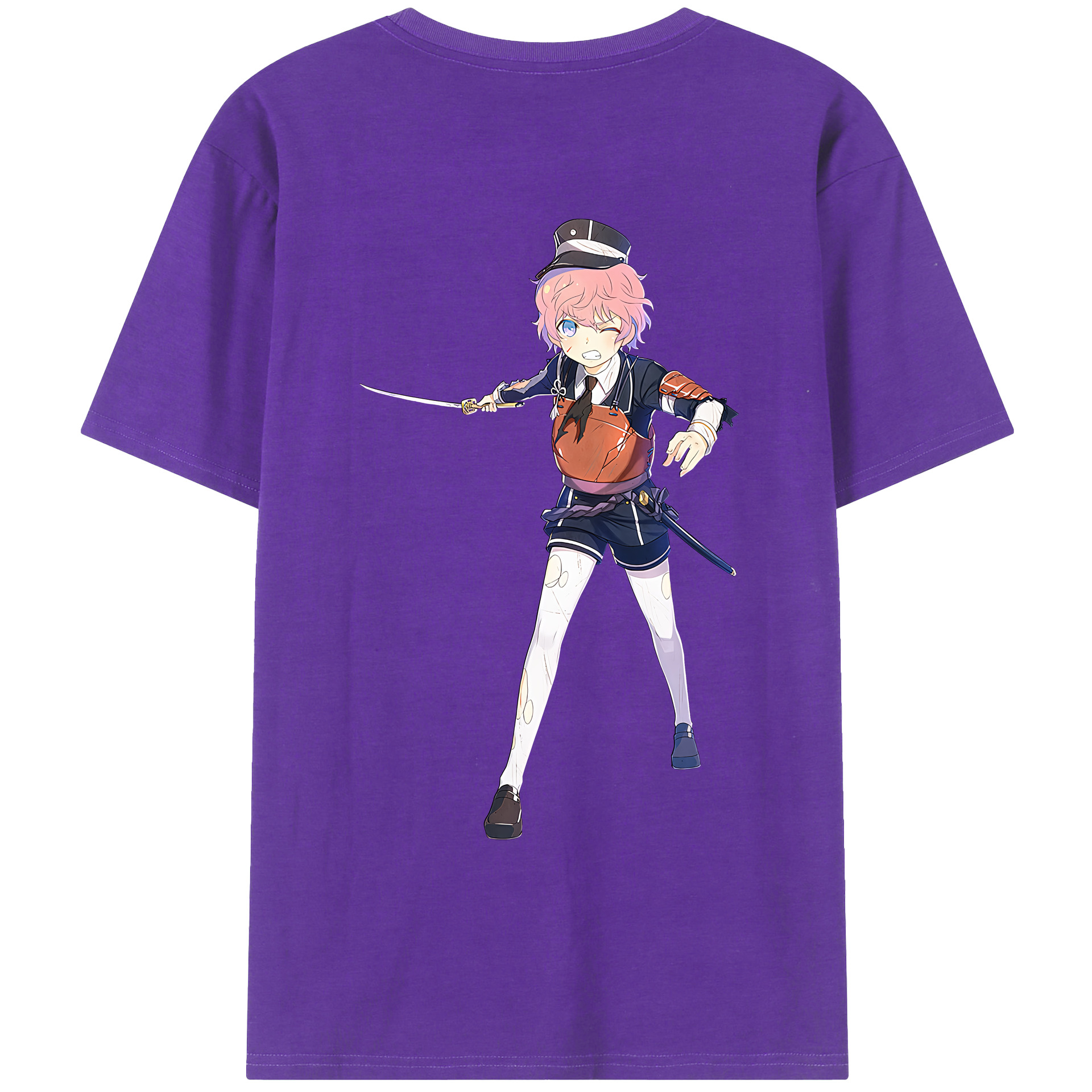 （画像用） 刀剣乱舞 Touken Ranbu 綿100％ メンズ半袖Tシャツ（バックプリント） 通気性