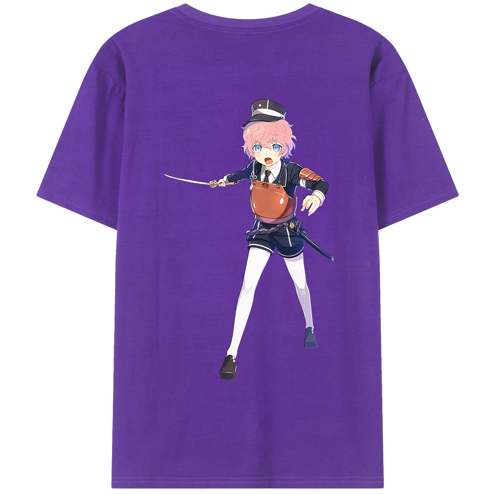 （画像用） 刀剣乱舞 Touken Ranbu 綿100％ メンズ半袖Tシャツ（バックプリント） 通気性