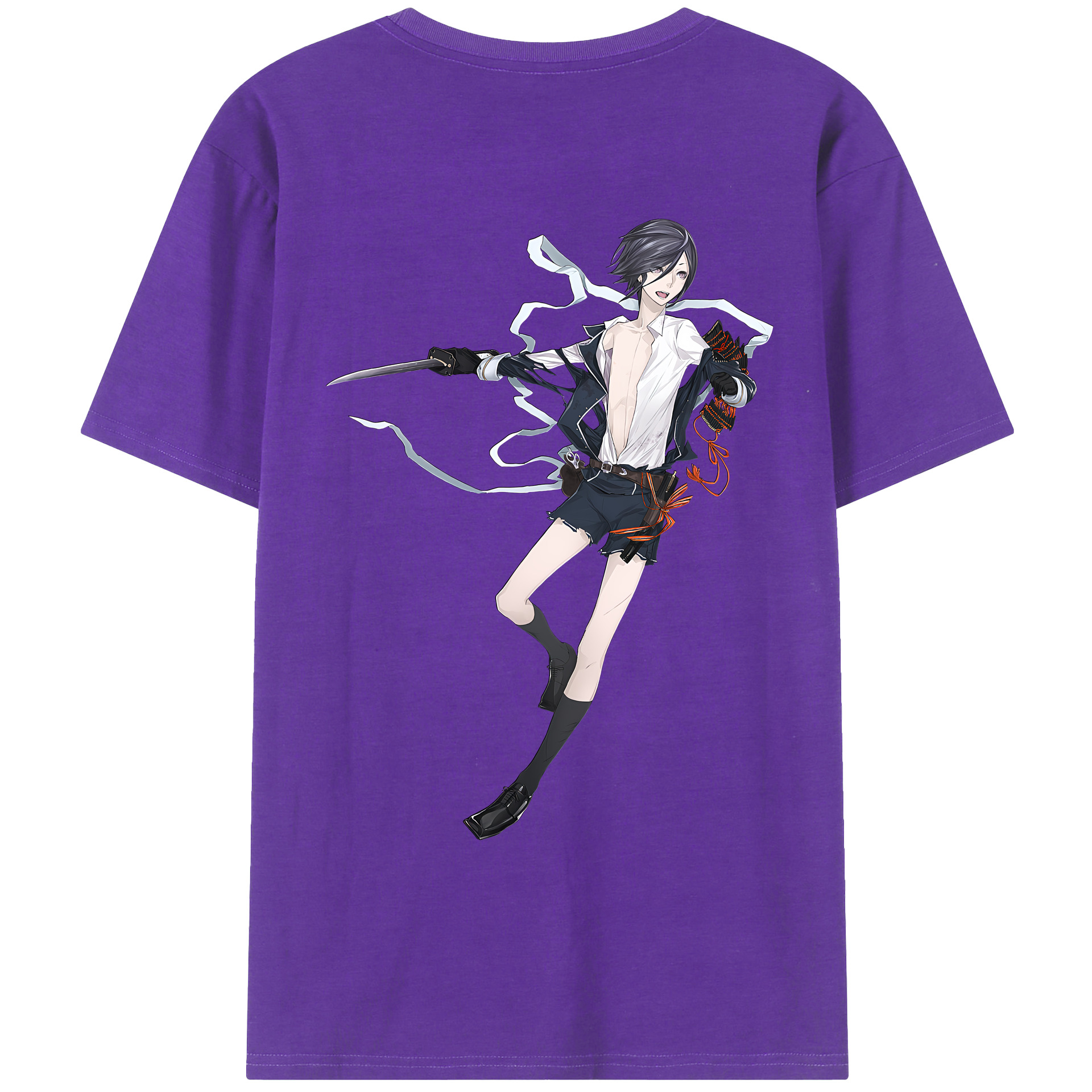 （画像用） 刀剣乱舞 Touken Ranbu 綿100％ メンズ半袖Tシャツ（バックプリント） 通気性