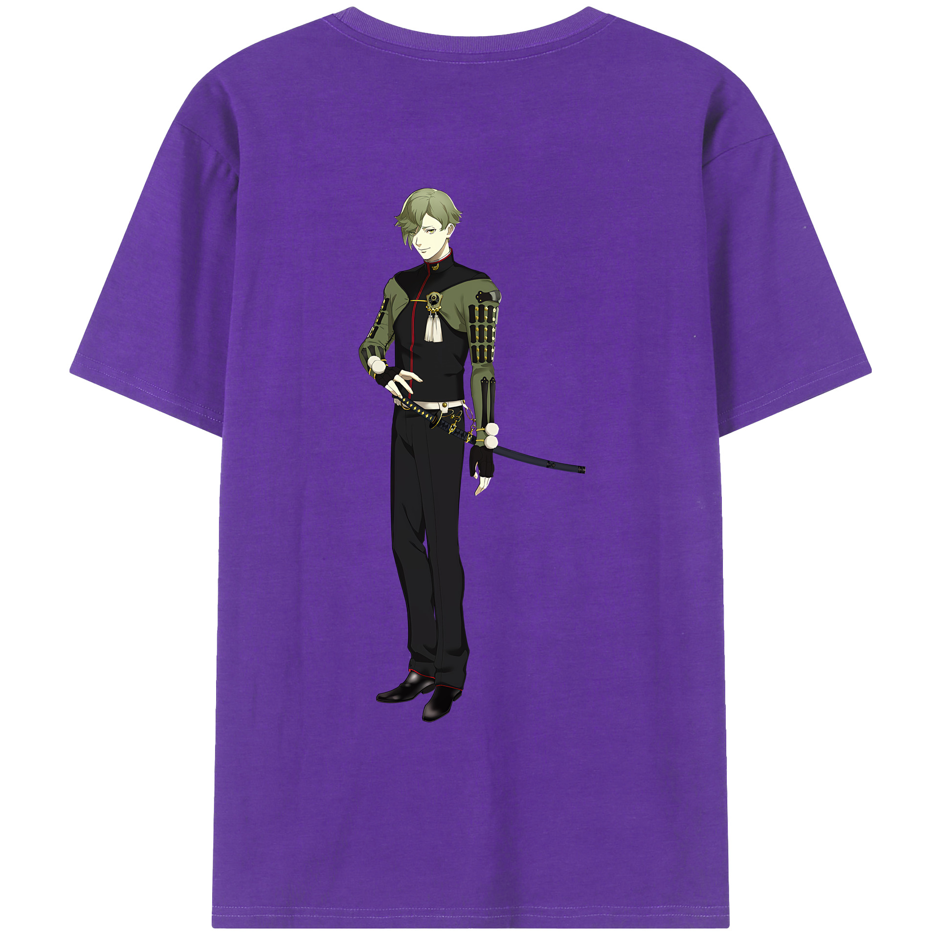 （画像用） 刀剣乱舞 Touken Ranbu 綿100％ メンズ半袖Tシャツ（バックプリント） 通気性