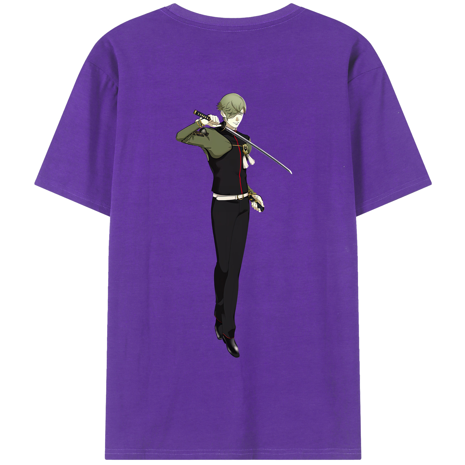 （画像用） 刀剣乱舞 Touken Ranbu 綿100％ メンズ半袖Tシャツ（バックプリント） 通気性