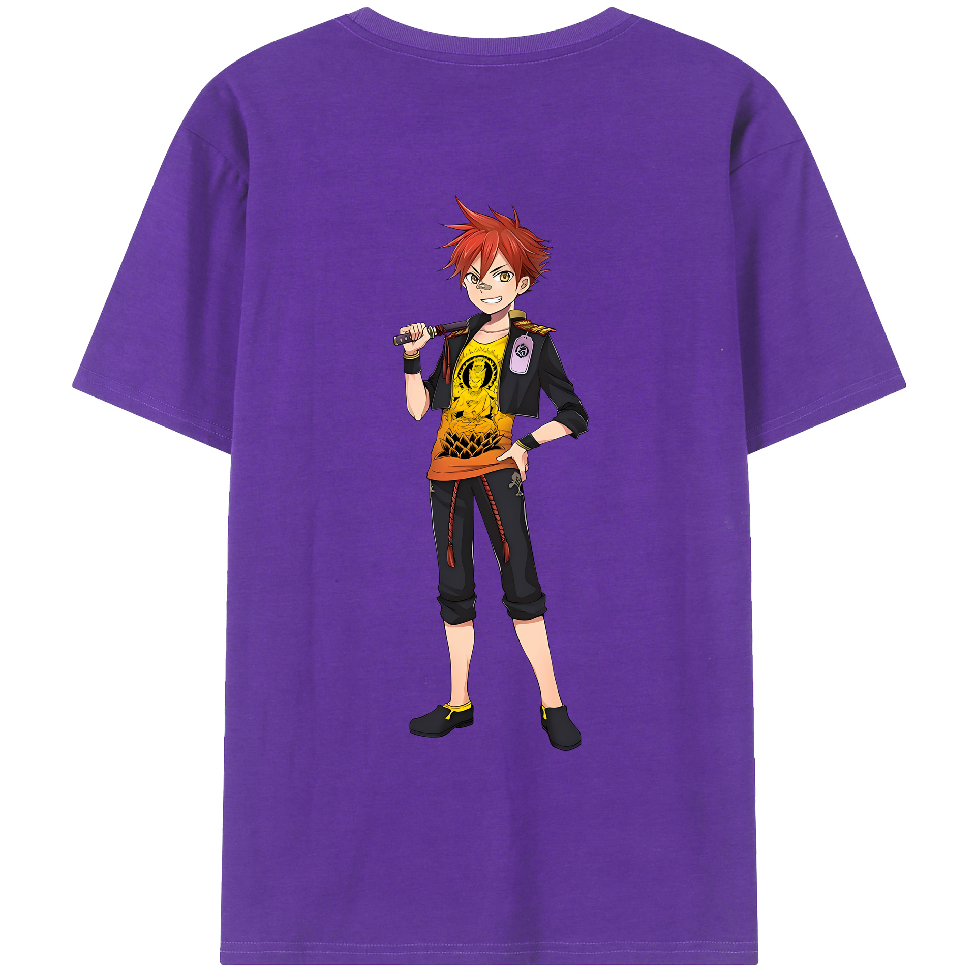 （画像用） 刀剣乱舞 Touken Ranbu 綿100％ メンズ半袖Tシャツ（バックプリント） 通気性