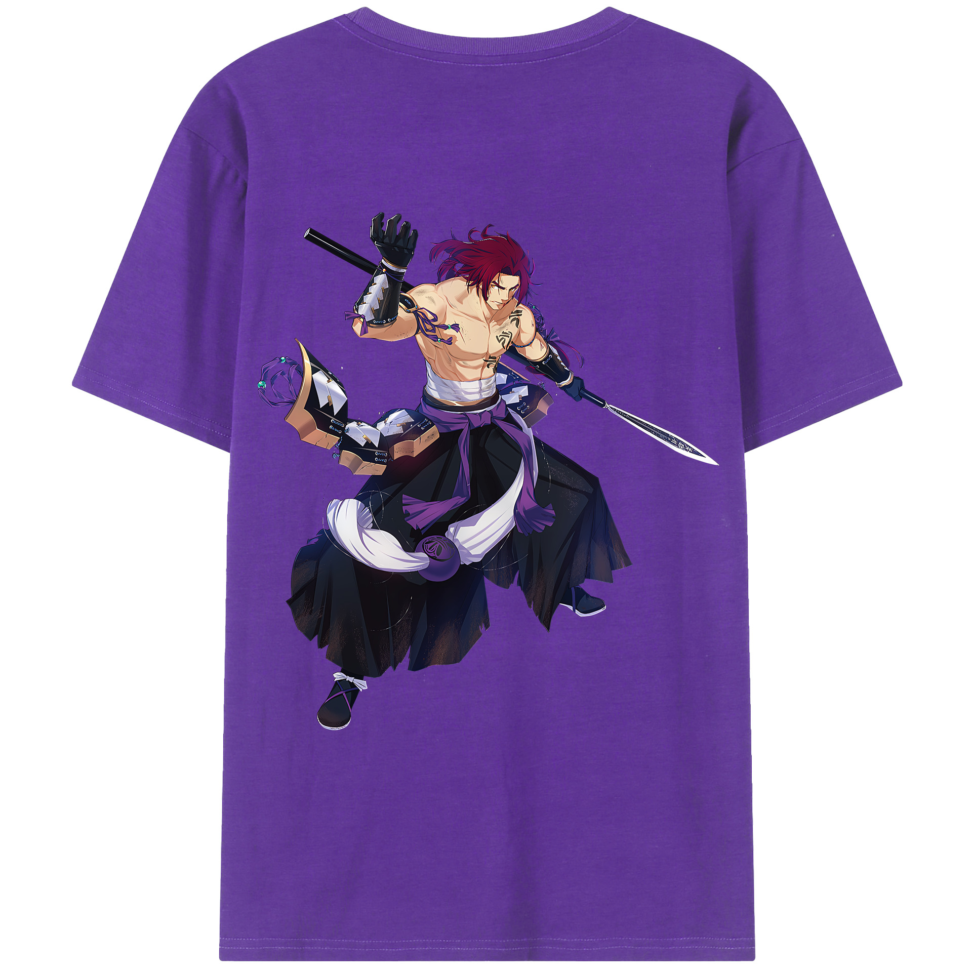 （画像用） 刀剣乱舞 Touken Ranbu 綿100％ メンズ半袖Tシャツ（バックプリント） 通気性