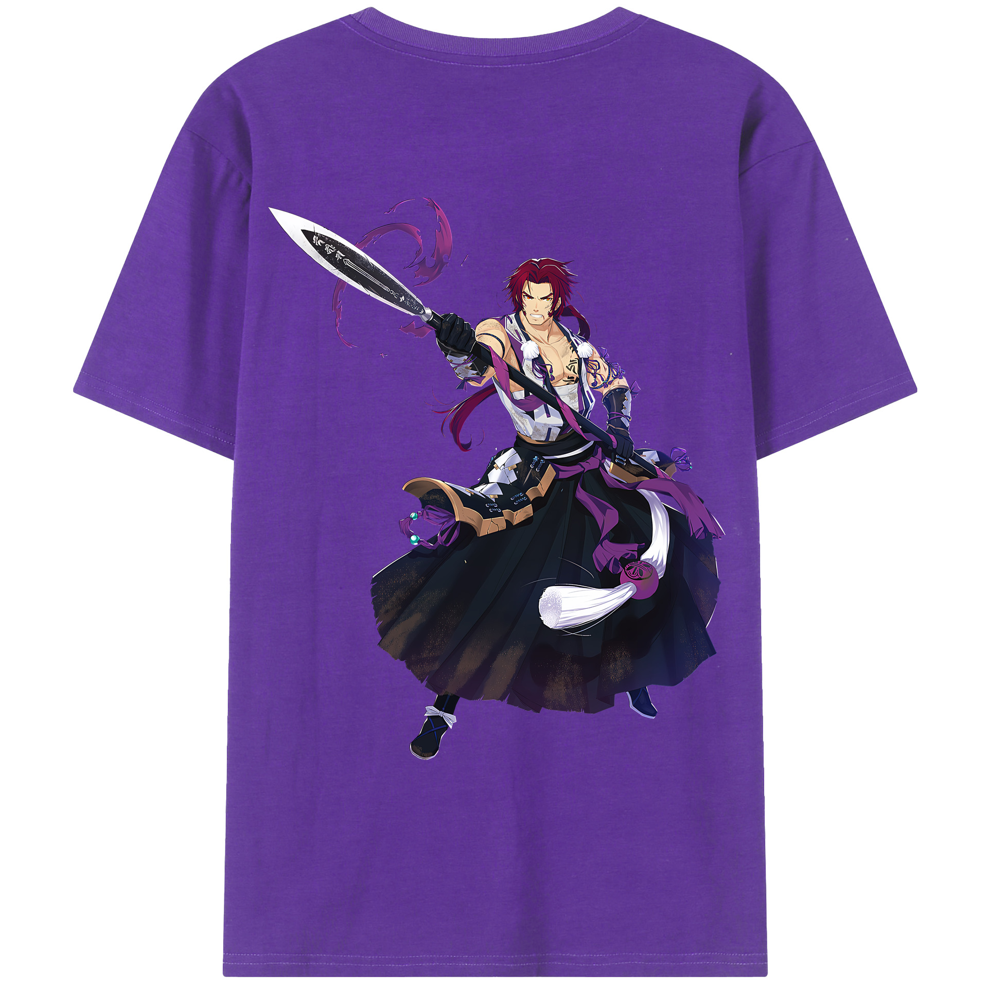 （画像用） 刀剣乱舞 Touken Ranbu 綿100％ メンズ半袖Tシャツ（バックプリント） 通気性