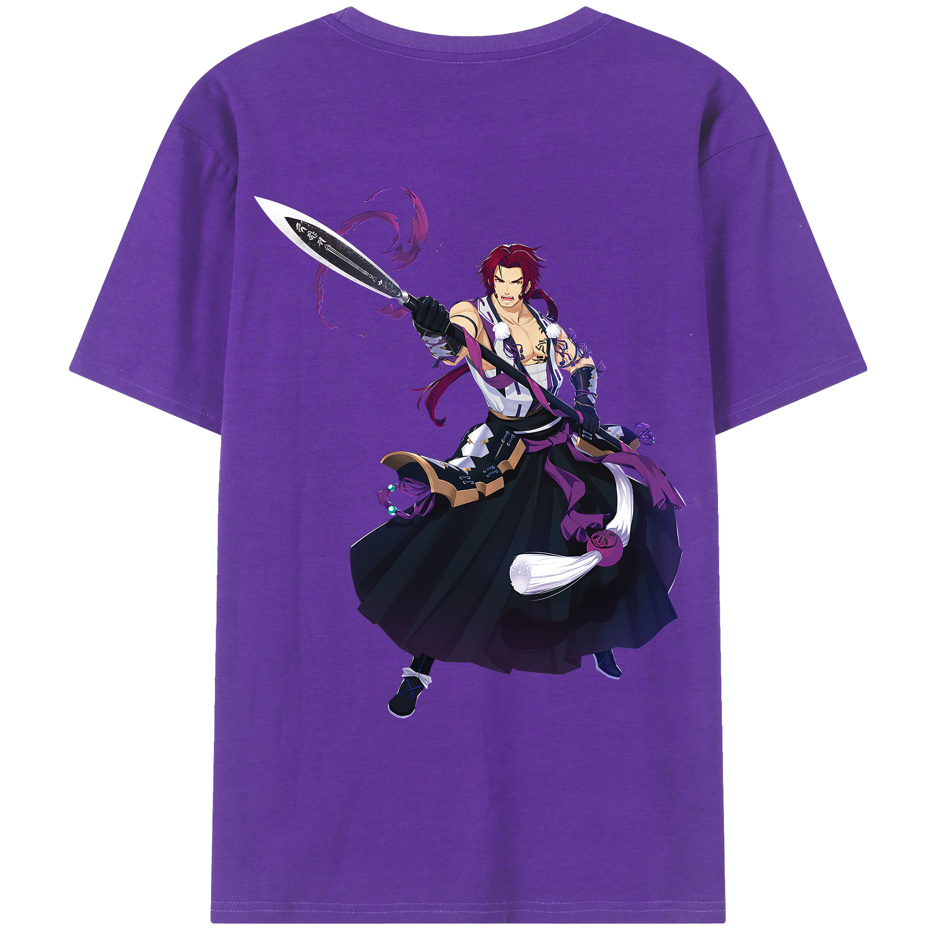 （画像用） 刀剣乱舞 Touken Ranbu 綿100％ メンズ半袖Tシャツ（バックプリント） 通気性