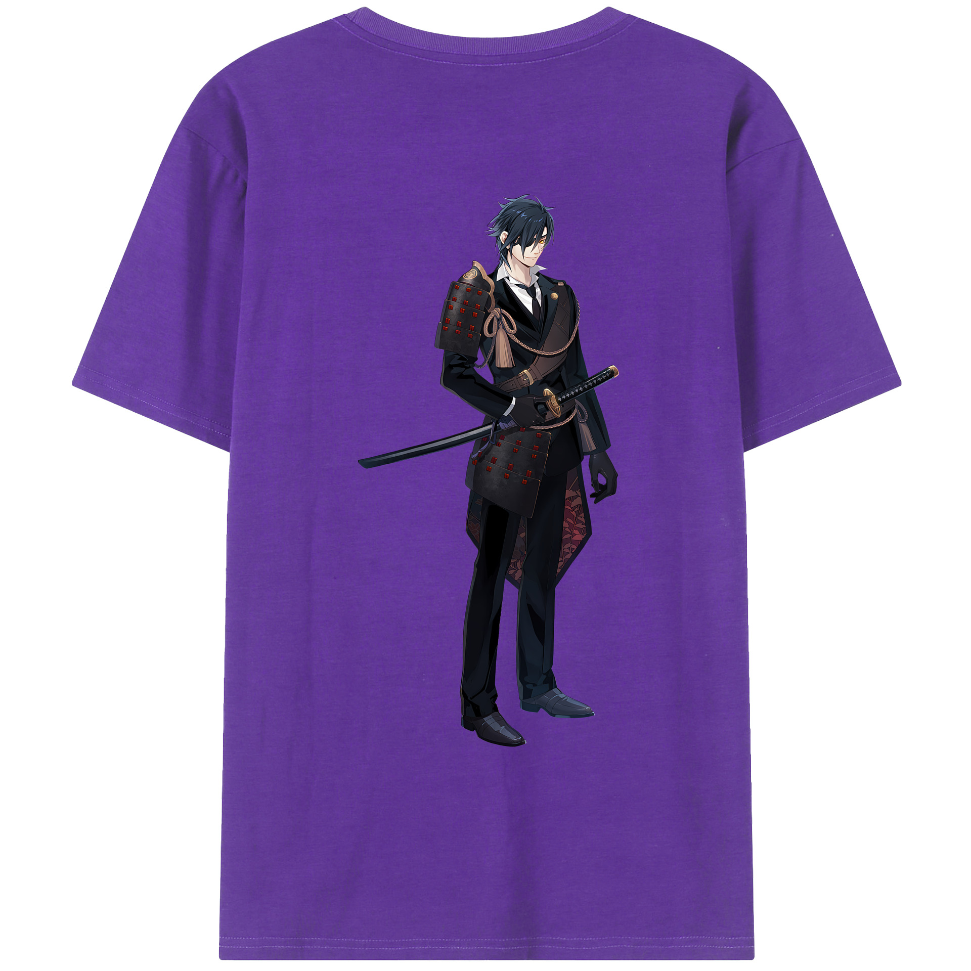 （画像用） 刀剣乱舞 Touken Ranbu 綿100％ メンズ半袖Tシャツ（バックプリント） 通気性