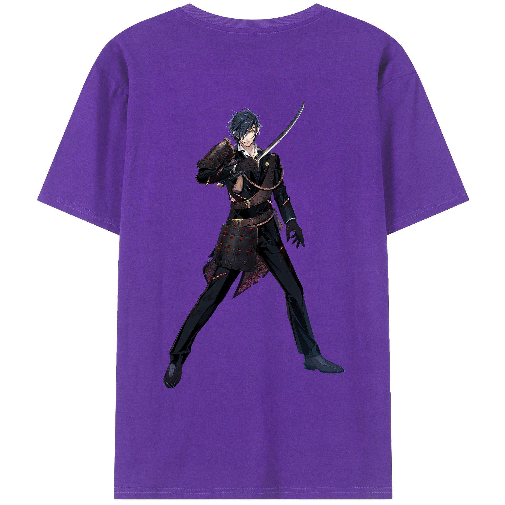 （画像用） 刀剣乱舞 Touken Ranbu 綿100％ メンズ半袖Tシャツ（バックプリント） 通気性