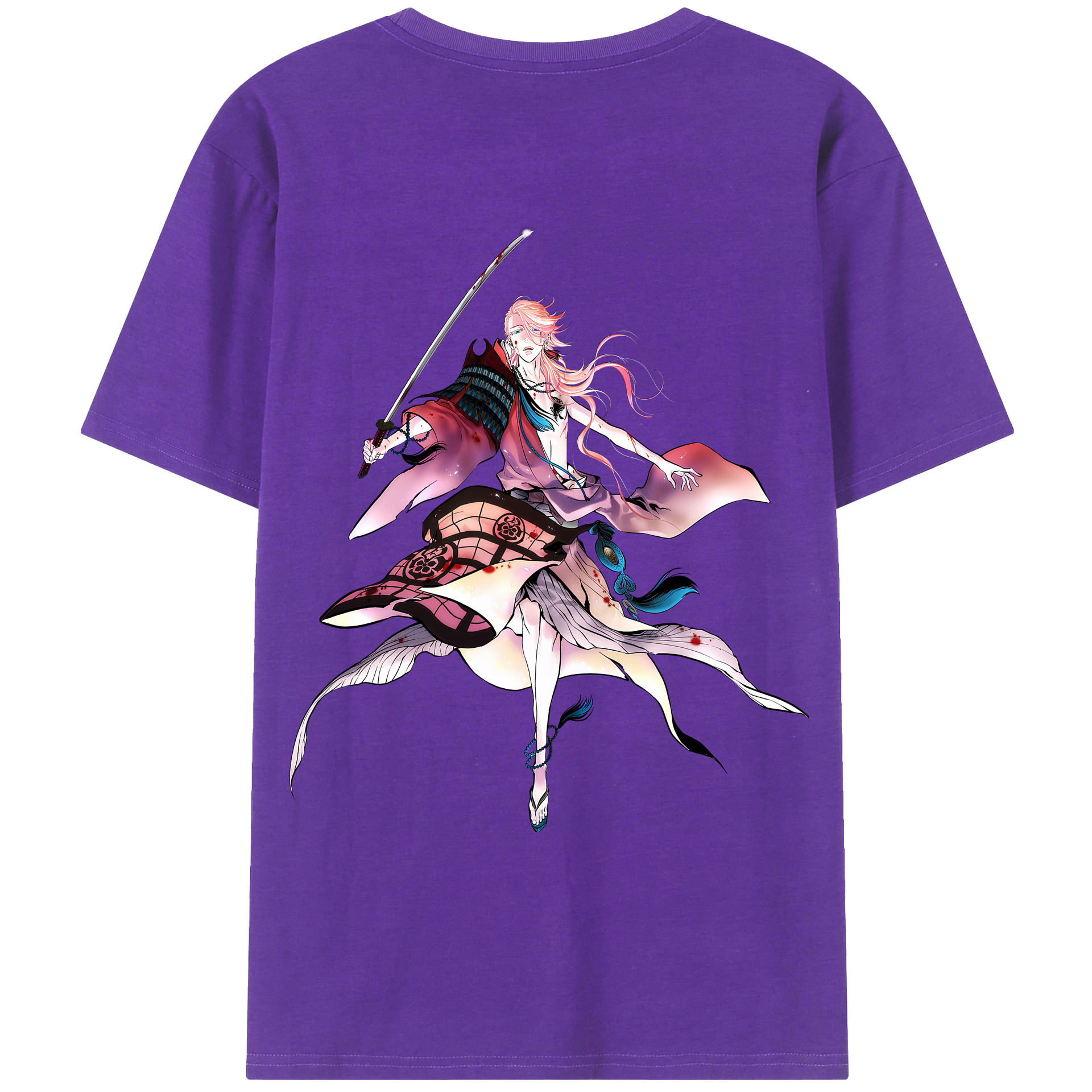 （画像用） 刀剣乱舞 Touken Ranbu 綿100％ メンズ半袖Tシャツ（バックプリント） 通気性