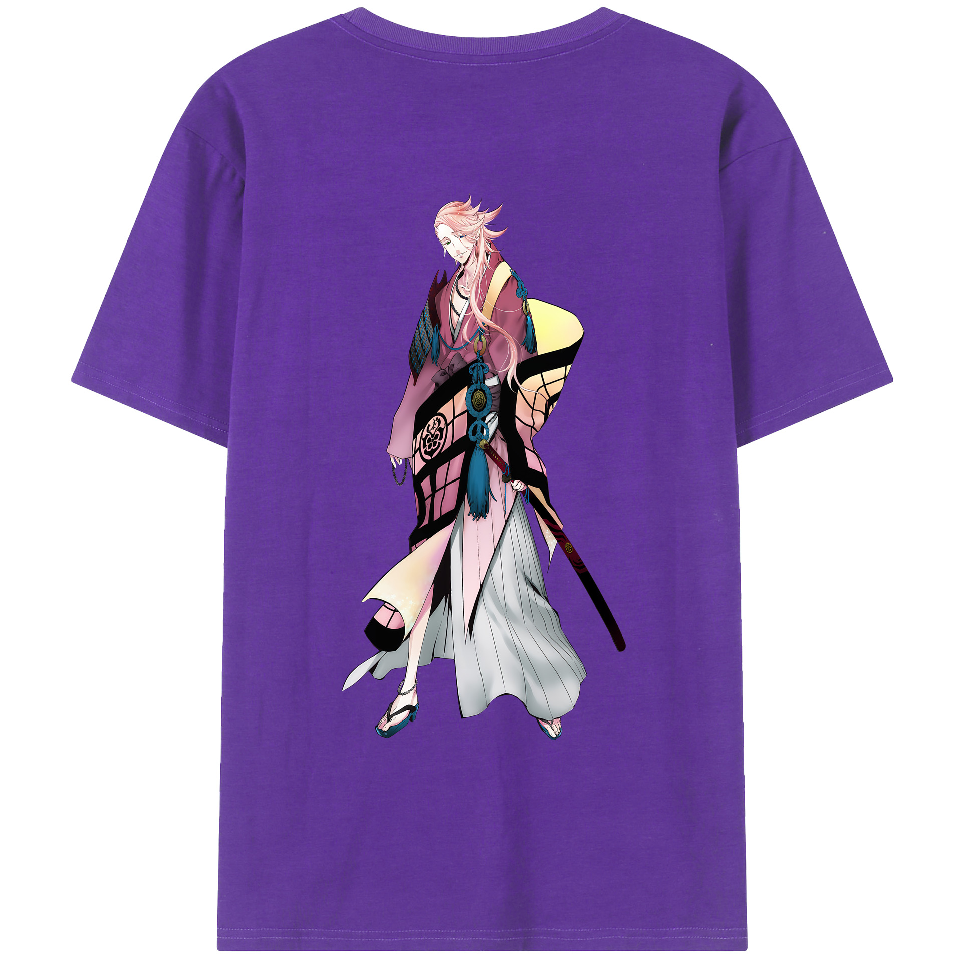 （画像用） 刀剣乱舞 Touken Ranbu 綿100％ メンズ半袖Tシャツ（バックプリント） 通気性