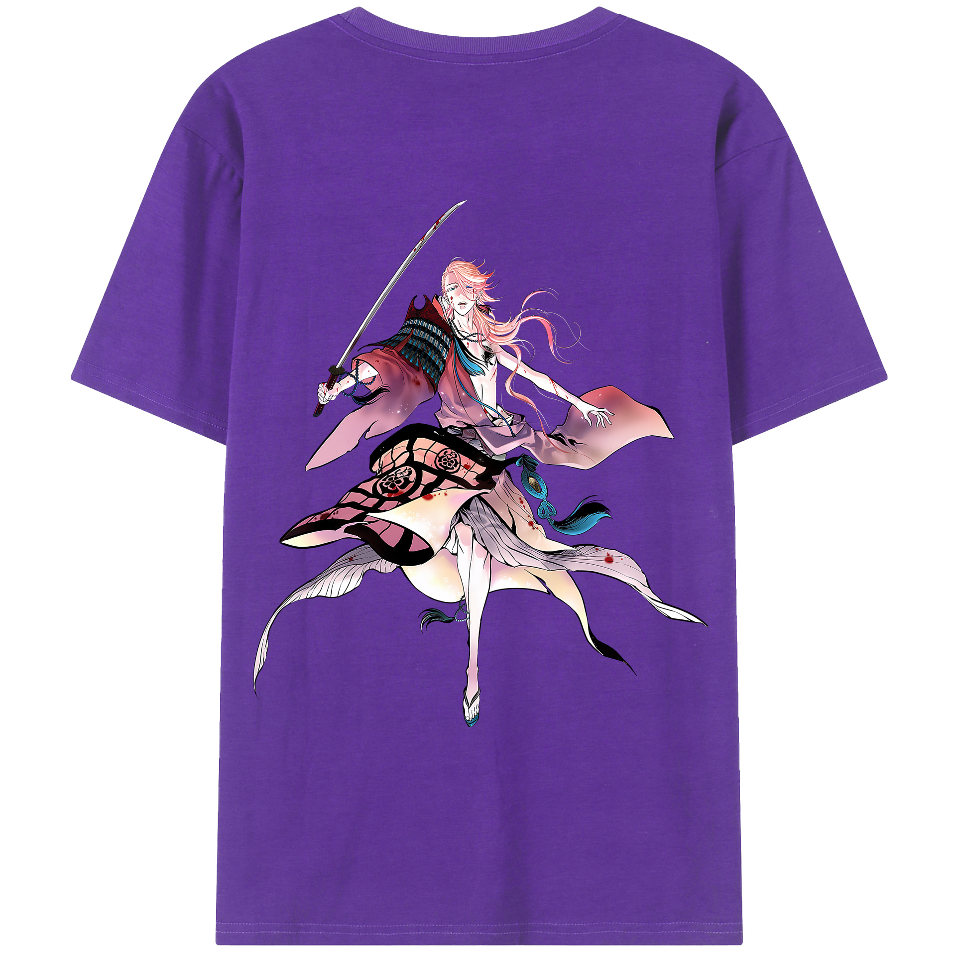 （画像用） 刀剣乱舞 Touken Ranbu 綿100％ メンズ半袖Tシャツ（バックプリント） 通気性