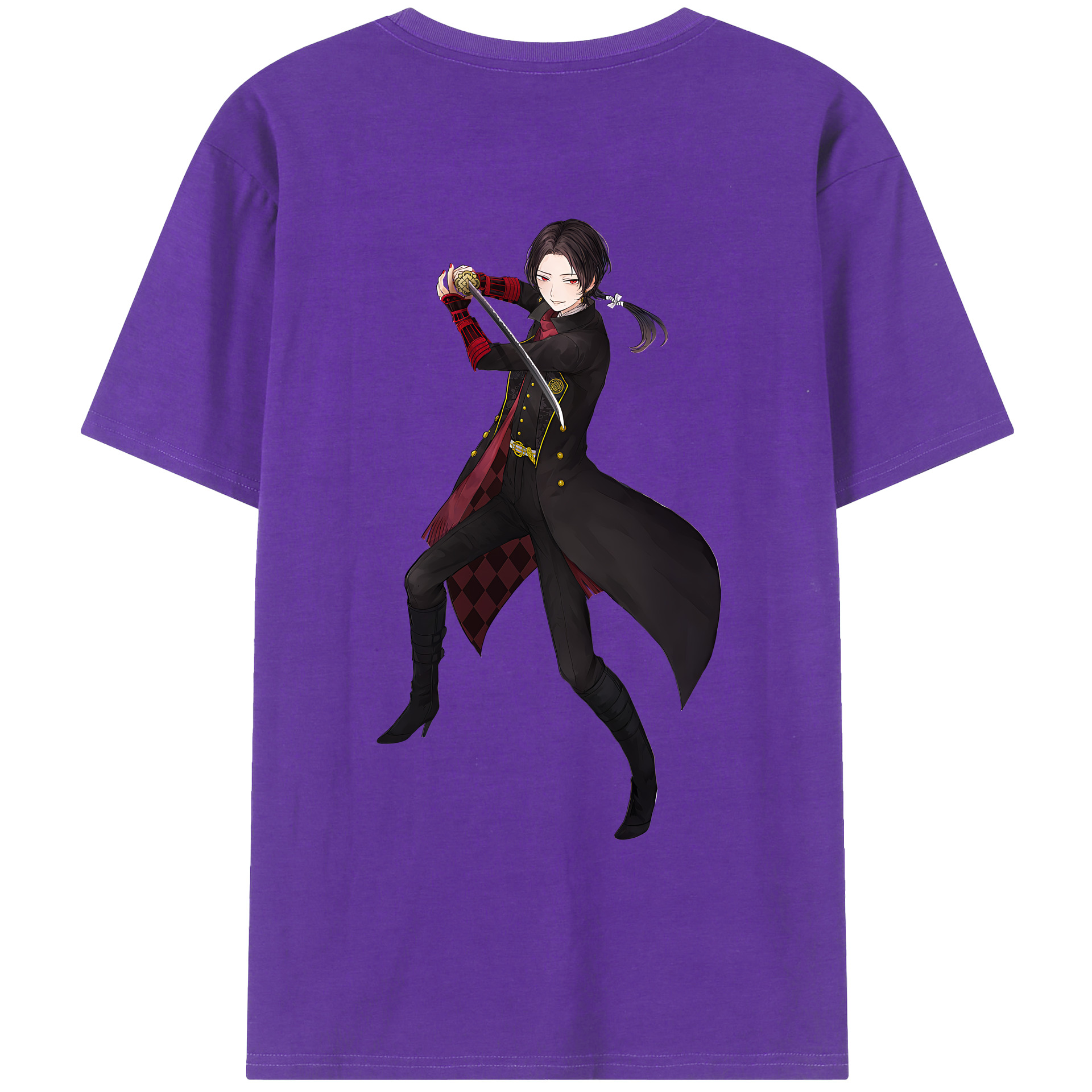 （画像用） 刀剣乱舞 Touken Ranbu 綿100％ メンズ半袖Tシャツ（バックプリント） 通気性