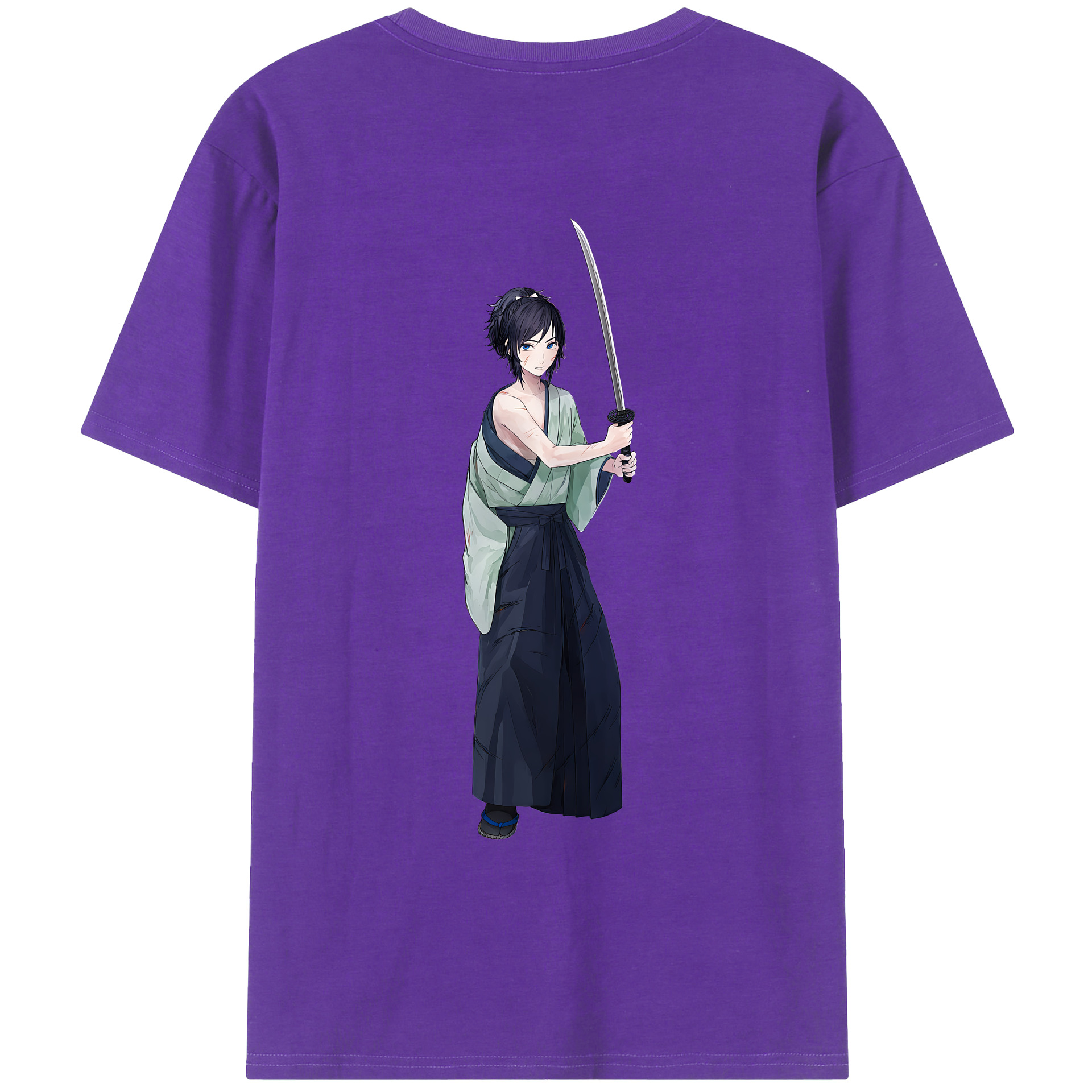 （画像用） 刀剣乱舞 Touken Ranbu 綿100％ メンズ半袖Tシャツ（バックプリント） 通気性