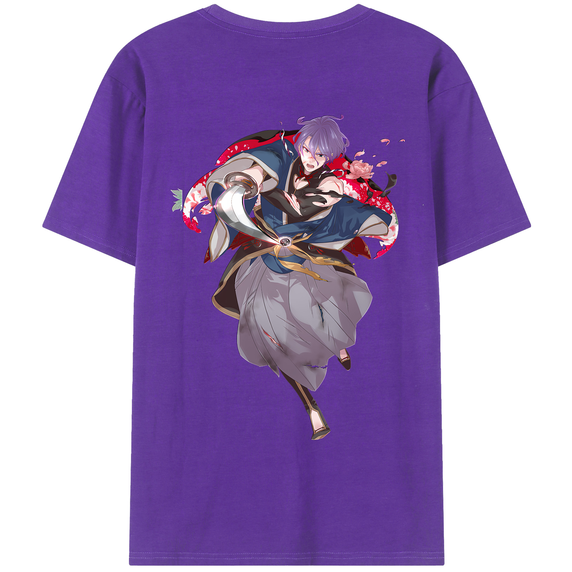 （画像用） 刀剣乱舞 Touken Ranbu 綿100％ メンズ半袖Tシャツ（バックプリント） 通気性