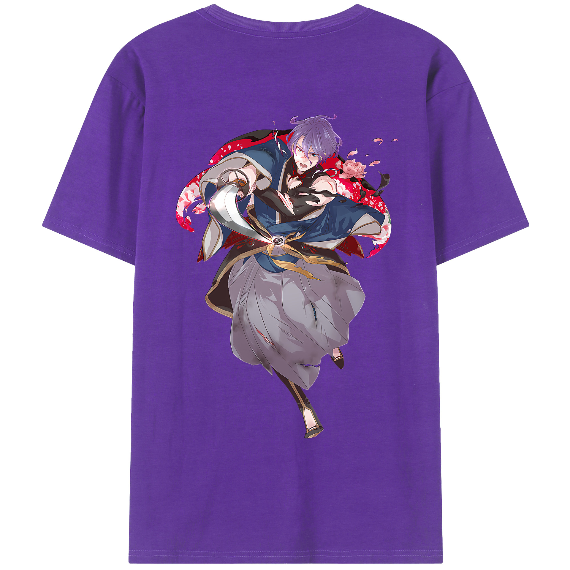 （画像用） 刀剣乱舞 Touken Ranbu 綿100％ メンズ半袖Tシャツ（バックプリント） 通気性