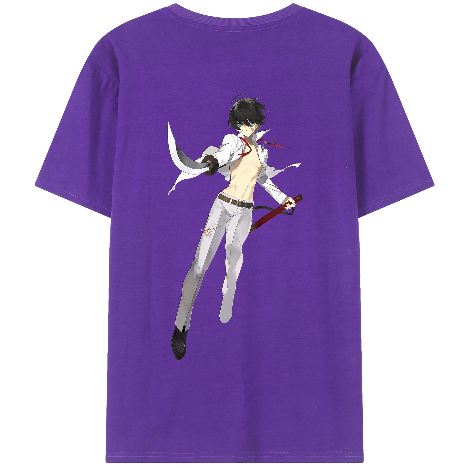 （画像用） 刀剣乱舞 Touken Ranbu 綿100％ メンズ半袖Tシャツ（バックプリント） 通気性