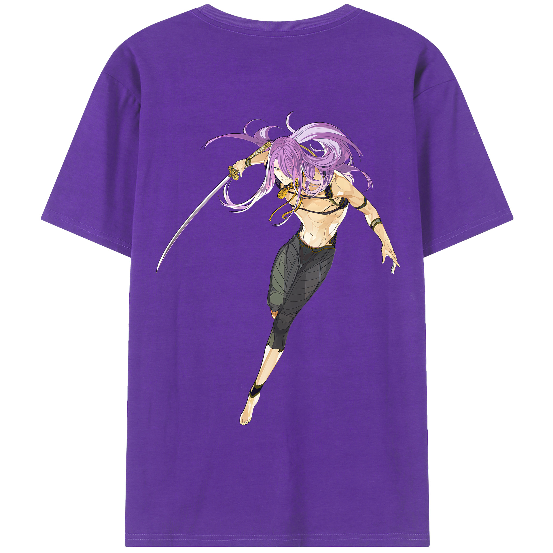 （画像用） 刀剣乱舞 Touken Ranbu 綿100％ メンズ半袖Tシャツ（バックプリント） 通気性