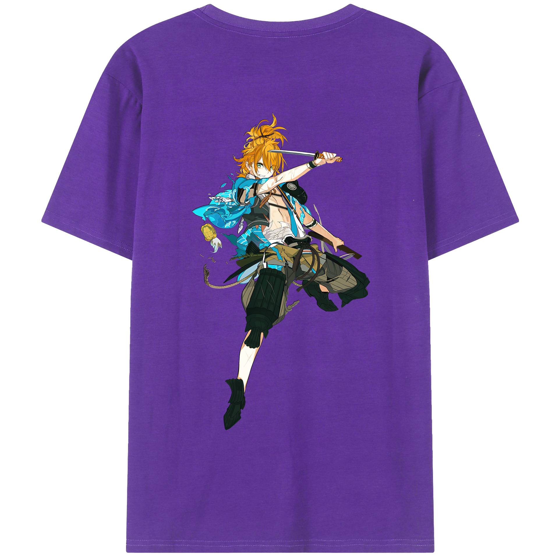 （画像用） 刀剣乱舞 Touken Ranbu 綿100％ メンズ半袖Tシャツ（バックプリント） 通気性