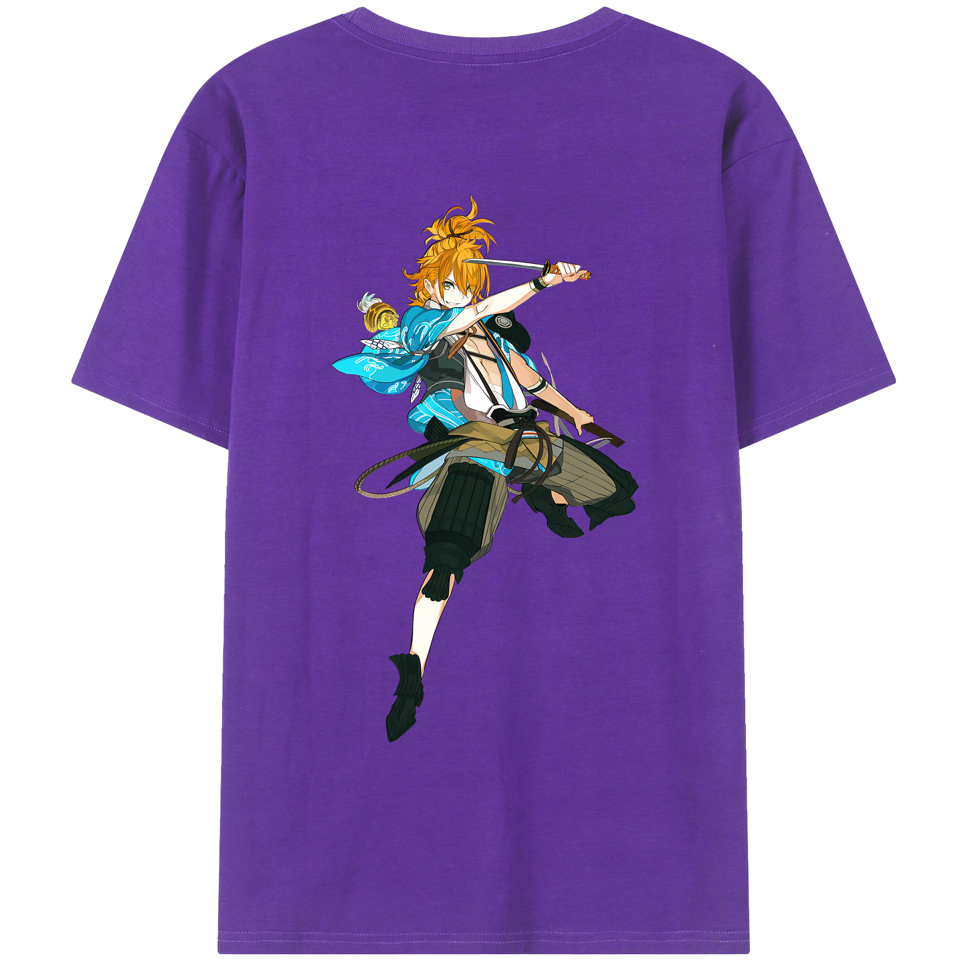 （画像用） 刀剣乱舞 Touken Ranbu 綿100％ メンズ半袖Tシャツ（バックプリント） 通気性