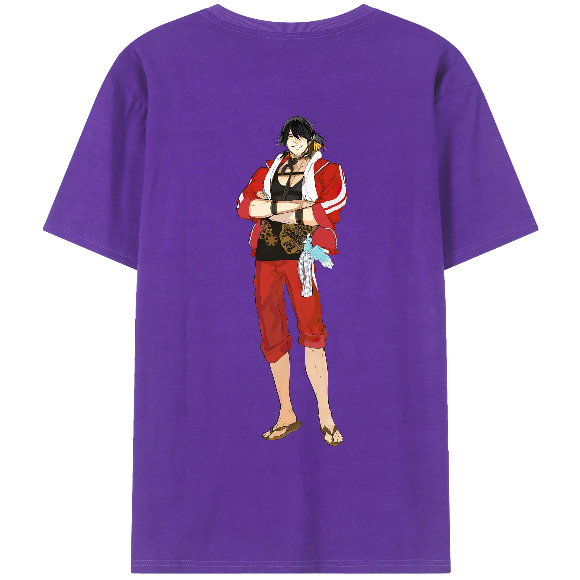 （画像用） 刀剣乱舞 Touken Ranbu 綿100％ メンズ半袖Tシャツ（バックプリント） 通気性