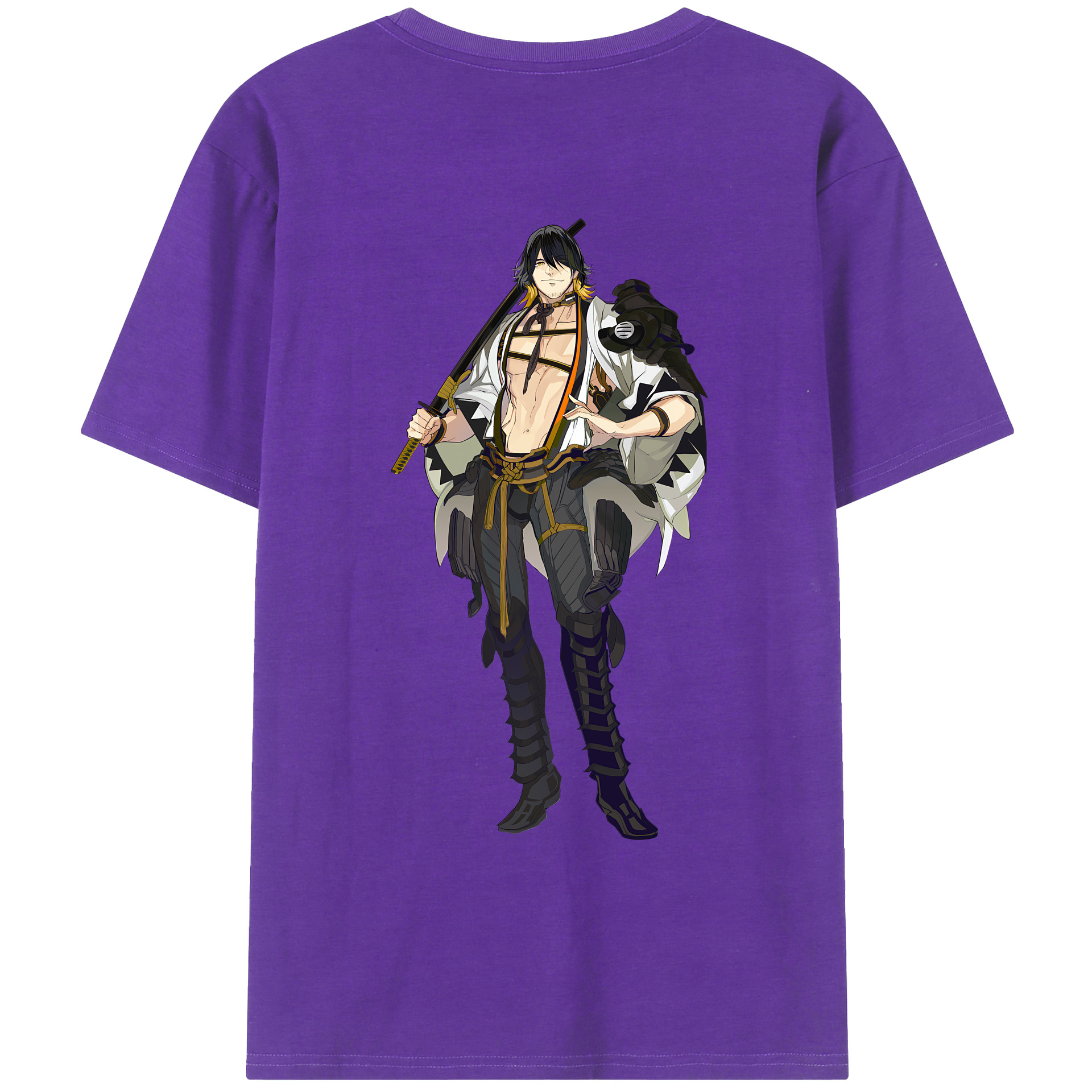 （画像用） 刀剣乱舞 Touken Ranbu 綿100％ メンズ半袖Tシャツ（バックプリント） 通気性