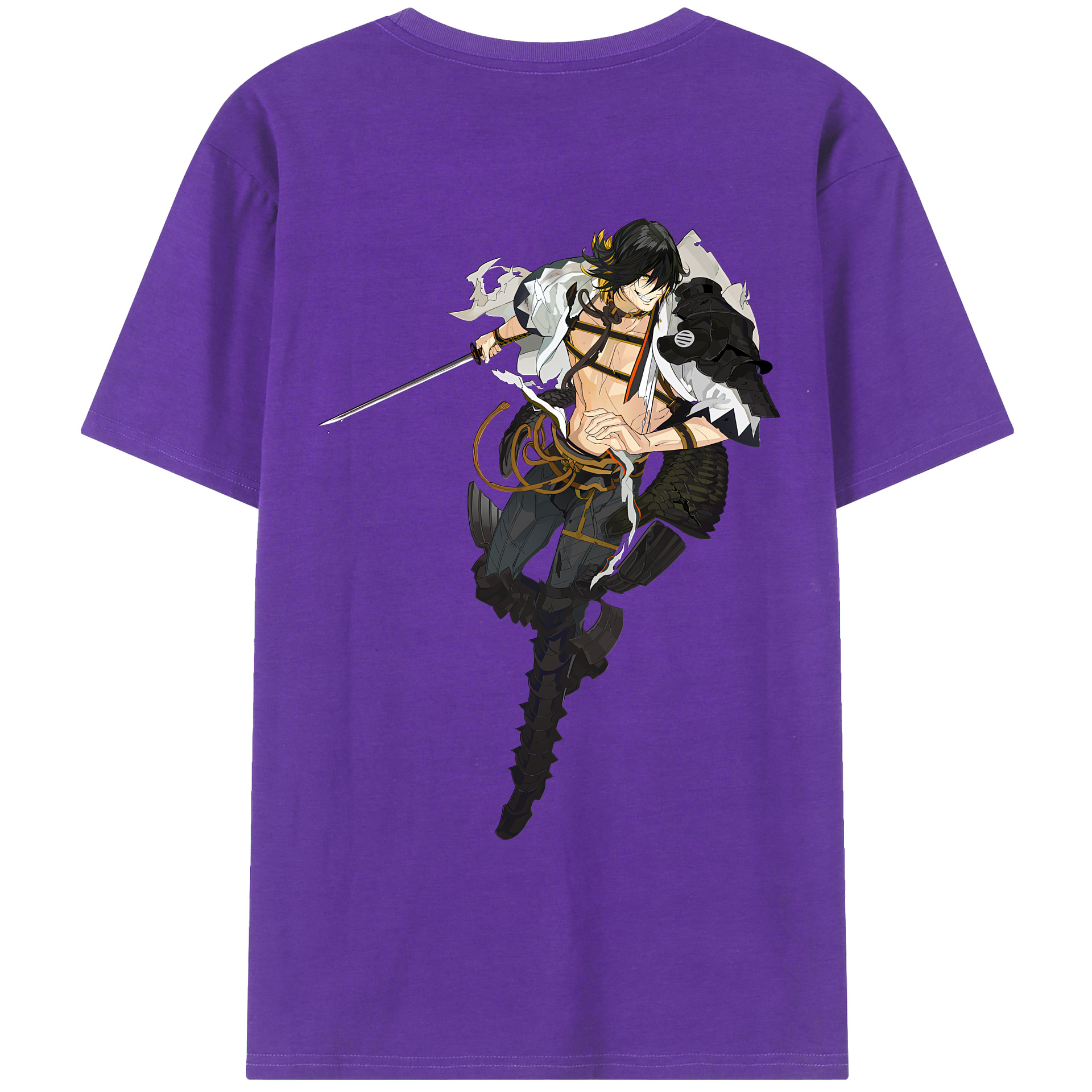（画像用） 刀剣乱舞 Touken Ranbu 綿100％ メンズ半袖Tシャツ（バックプリント） 通気性