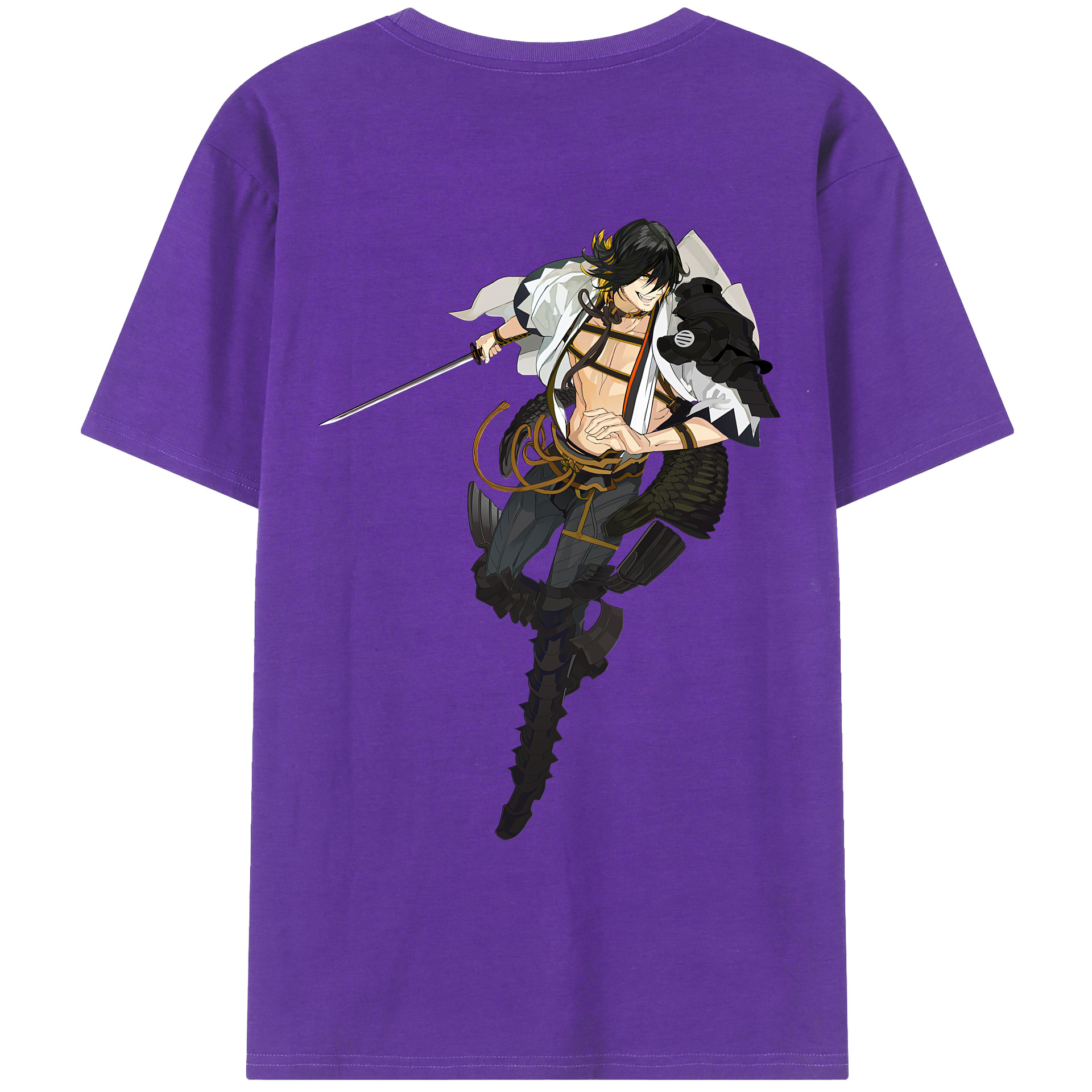 （画像用） 刀剣乱舞 Touken Ranbu 綿100％ メンズ半袖Tシャツ（バックプリント） 通気性