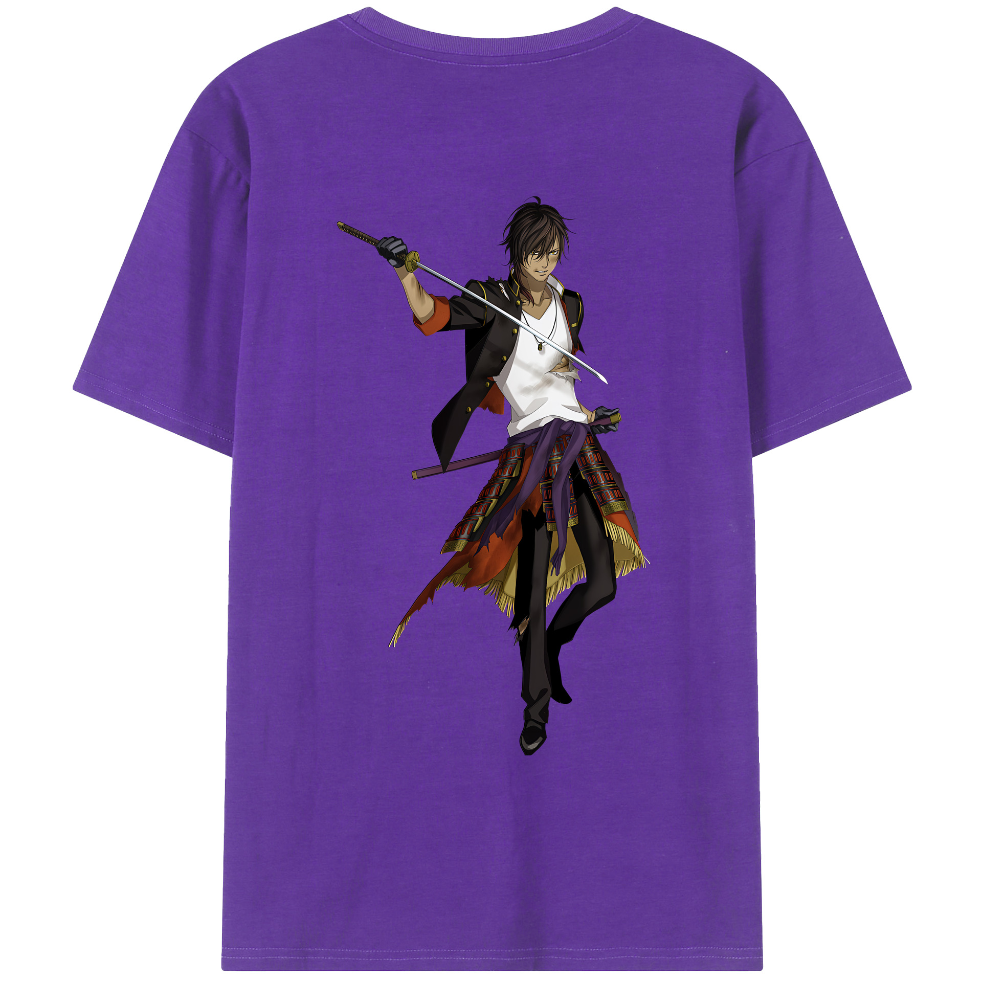 （画像用） 刀剣乱舞 Touken Ranbu 綿100％ メンズ半袖Tシャツ（バックプリント） 通気性