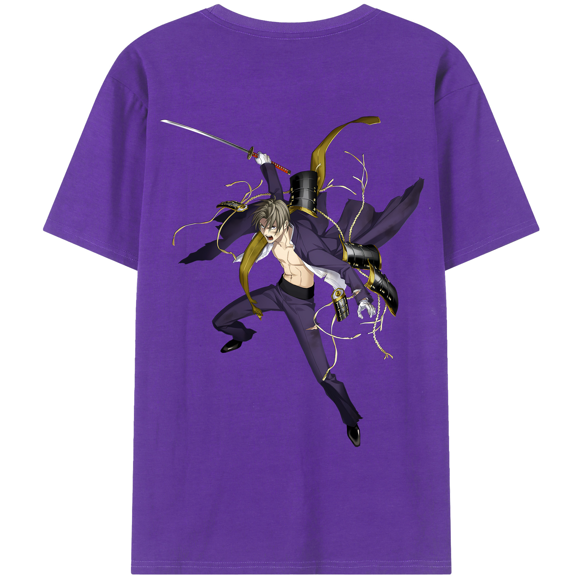（画像用） 刀剣乱舞 Touken Ranbu 綿100％ メンズ半袖Tシャツ（バックプリント） 通気性