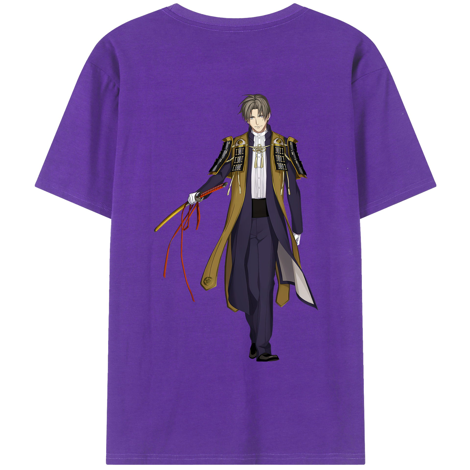 （画像用） 刀剣乱舞 Touken Ranbu 綿100％ メンズ半袖Tシャツ（バックプリント） 通気性