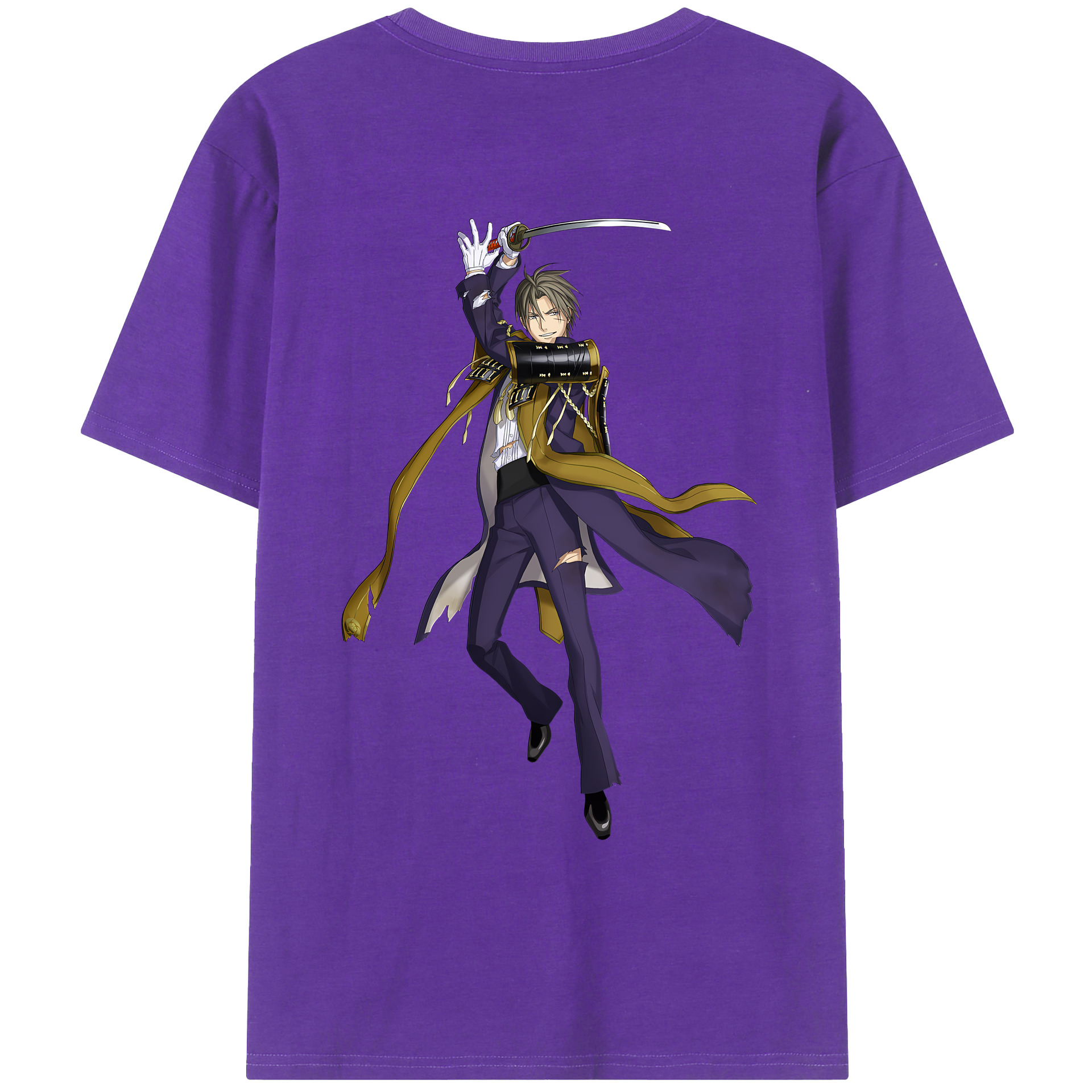 （画像用） 刀剣乱舞 Touken Ranbu 綿100％ メンズ半袖Tシャツ（バックプリント） 通気性
