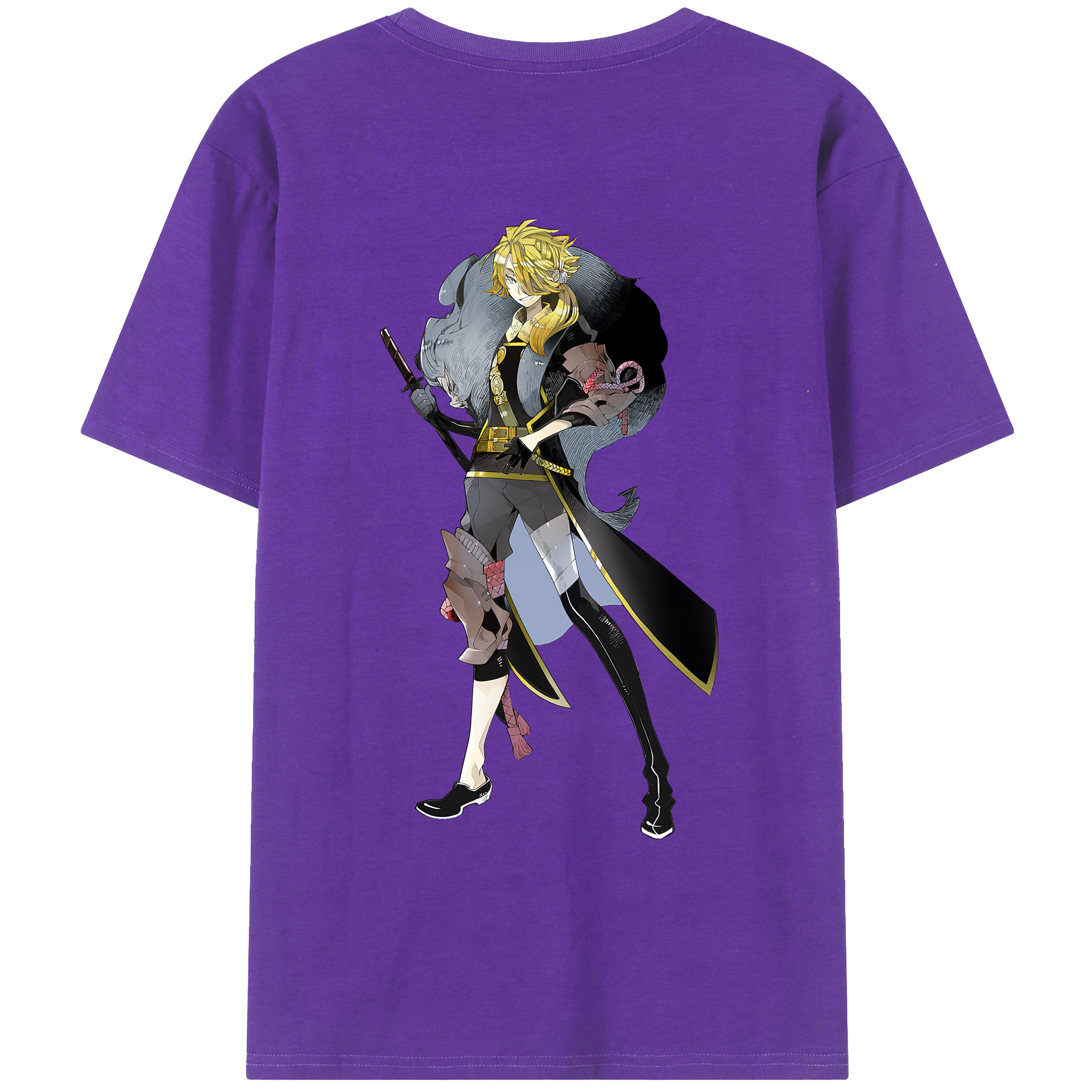 （画像用） 刀剣乱舞 Touken Ranbu 綿100％ メンズ半袖Tシャツ（バックプリント） 通気性