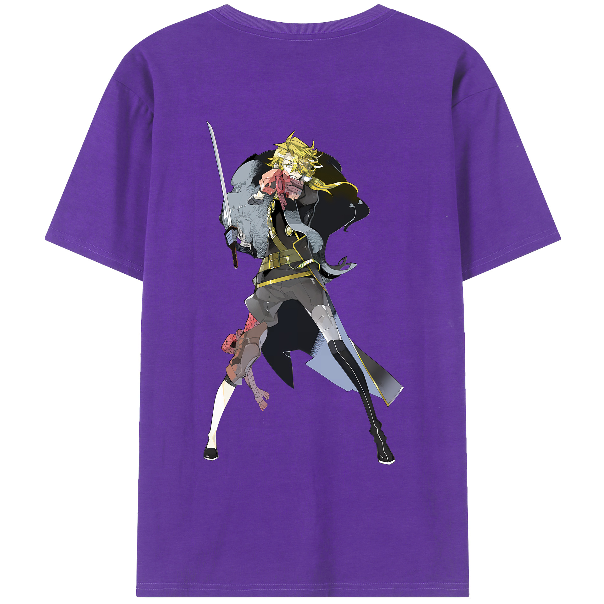（画像用） 刀剣乱舞 Touken Ranbu 綿100％ メンズ半袖Tシャツ（バックプリント） 通気性
