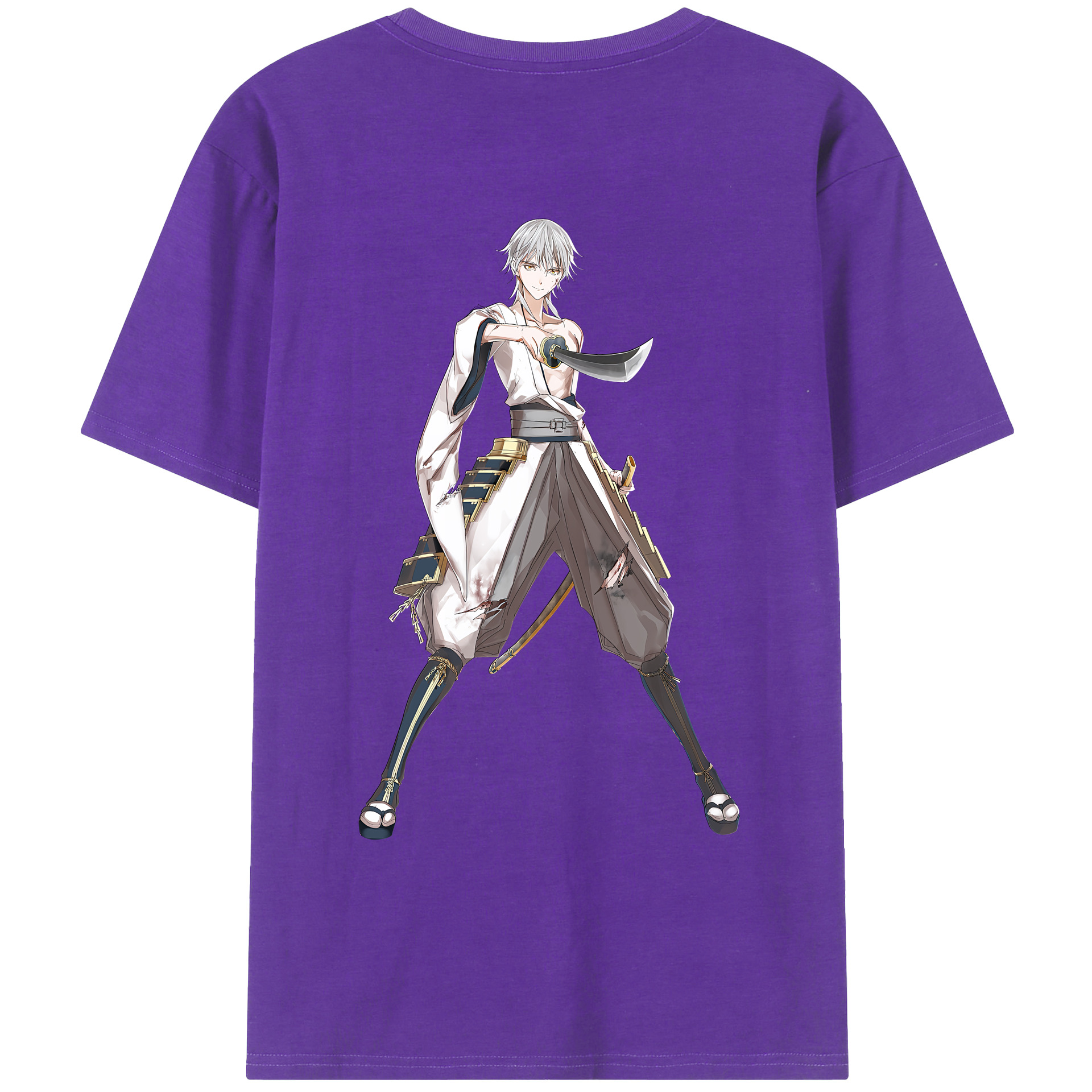 （画像用） 刀剣乱舞 Touken Ranbu 綿100％ メンズ半袖Tシャツ（バックプリント） 通気性
