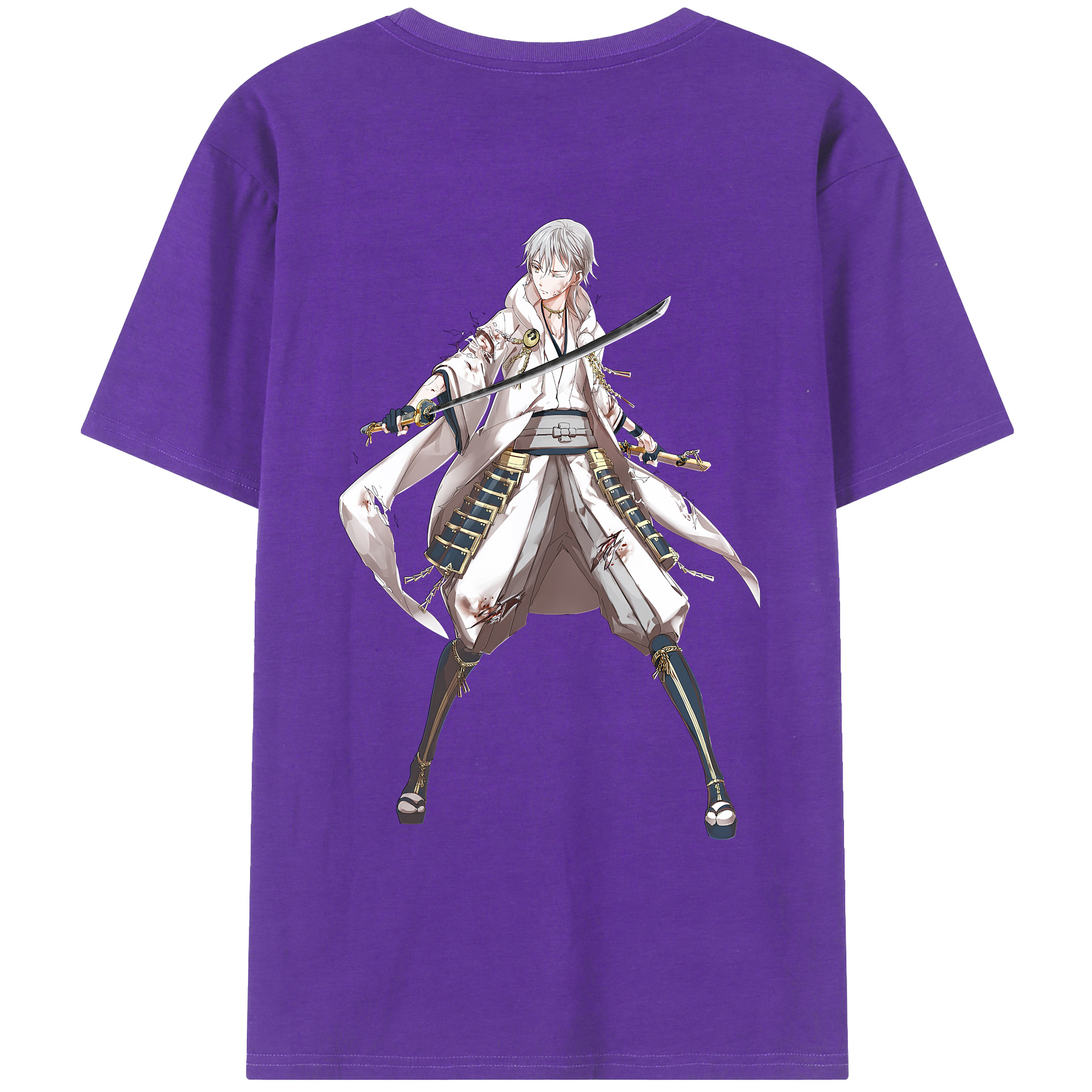 （画像用） 刀剣乱舞 Touken Ranbu 綿100％ メンズ半袖Tシャツ（バックプリント） 通気性