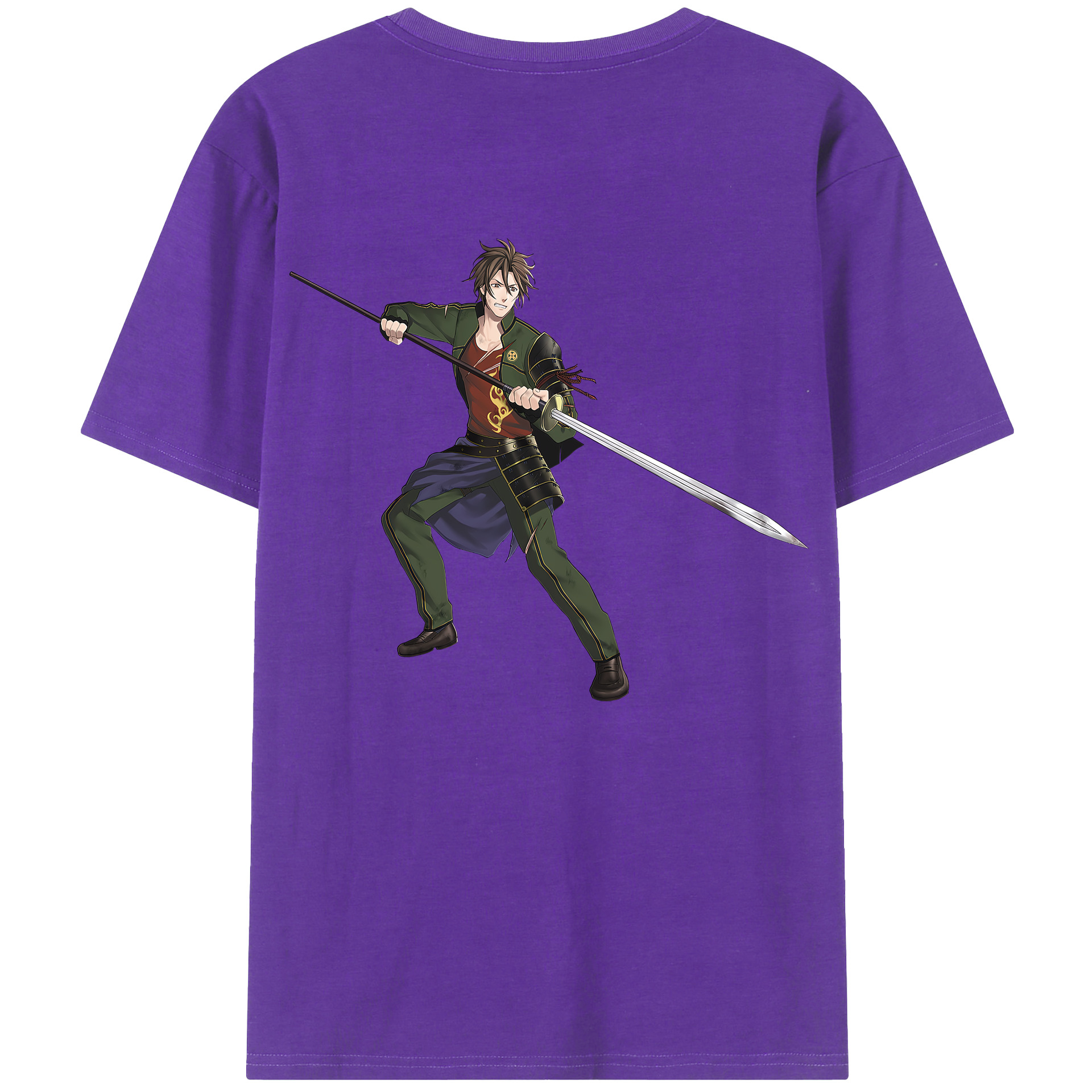 （画像用） 刀剣乱舞 Touken Ranbu 綿100％ メンズ半袖Tシャツ（バックプリント） 通気性