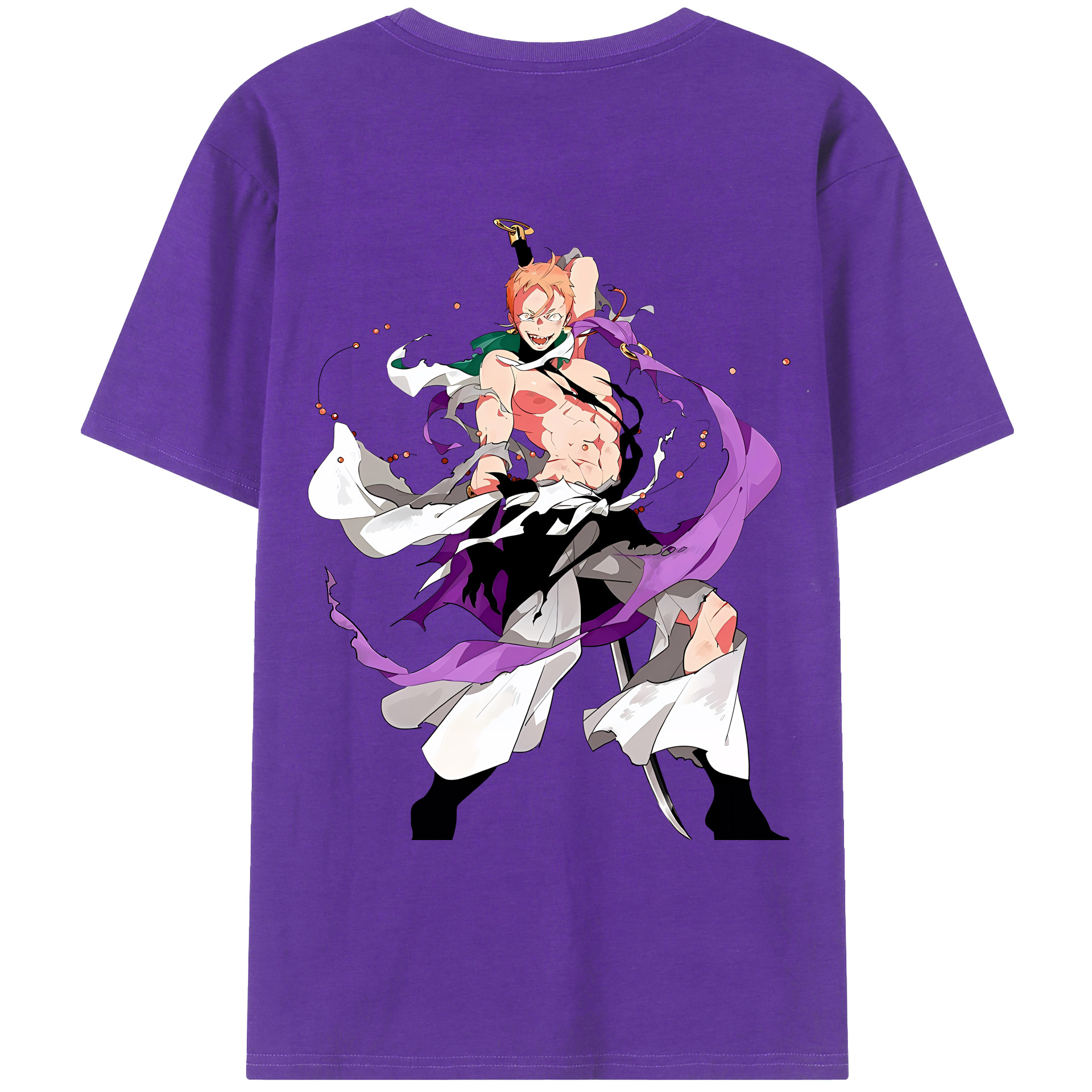 （画像用） 刀剣乱舞 Touken Ranbu 綿100％ メンズ半袖Tシャツ（バックプリント） 通気性